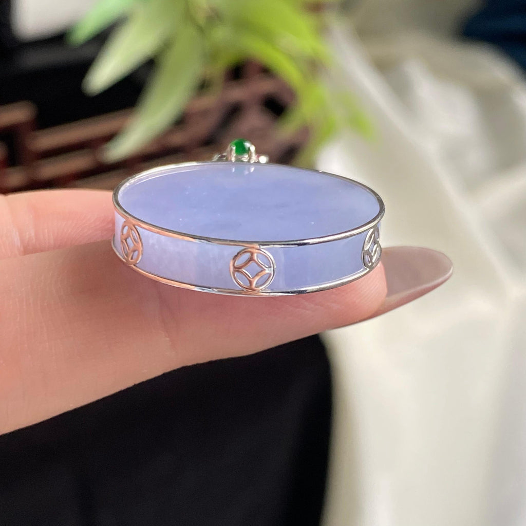 18k金钻镶细糯种紫罗兰圆牌吊坠（yc197331）