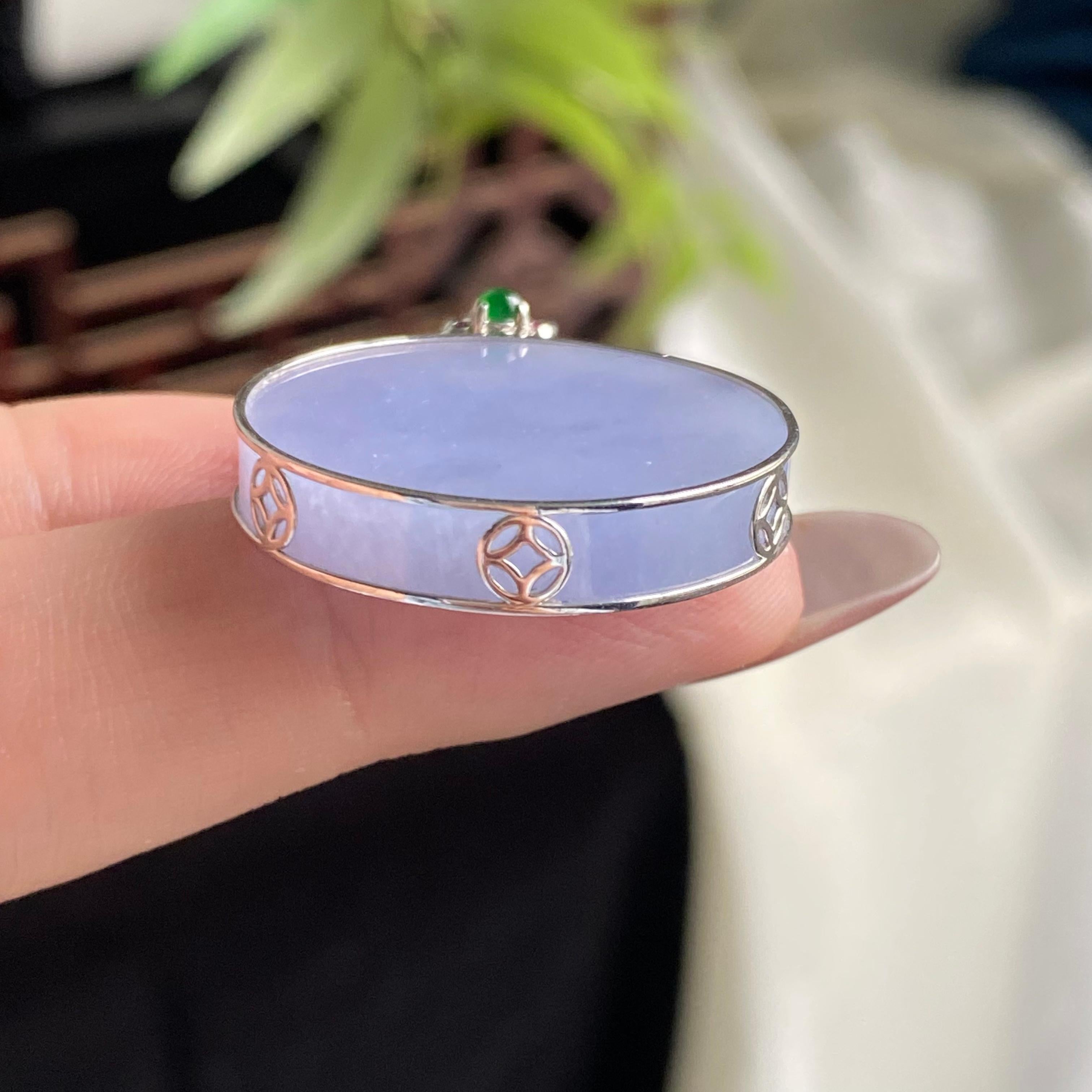 18k金钻镶细糯种紫罗兰圆牌吊坠（yc197331）