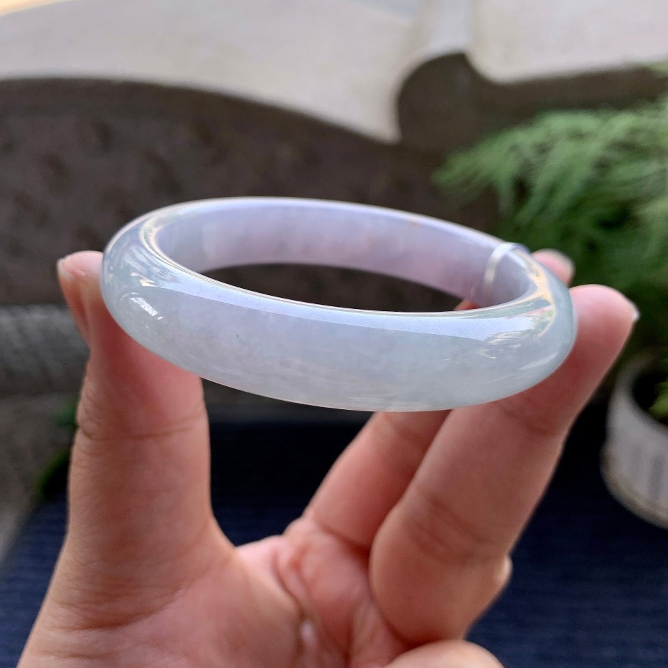 糯冰种淡紫罗兰平安镯（55.7mm）（yc094201）