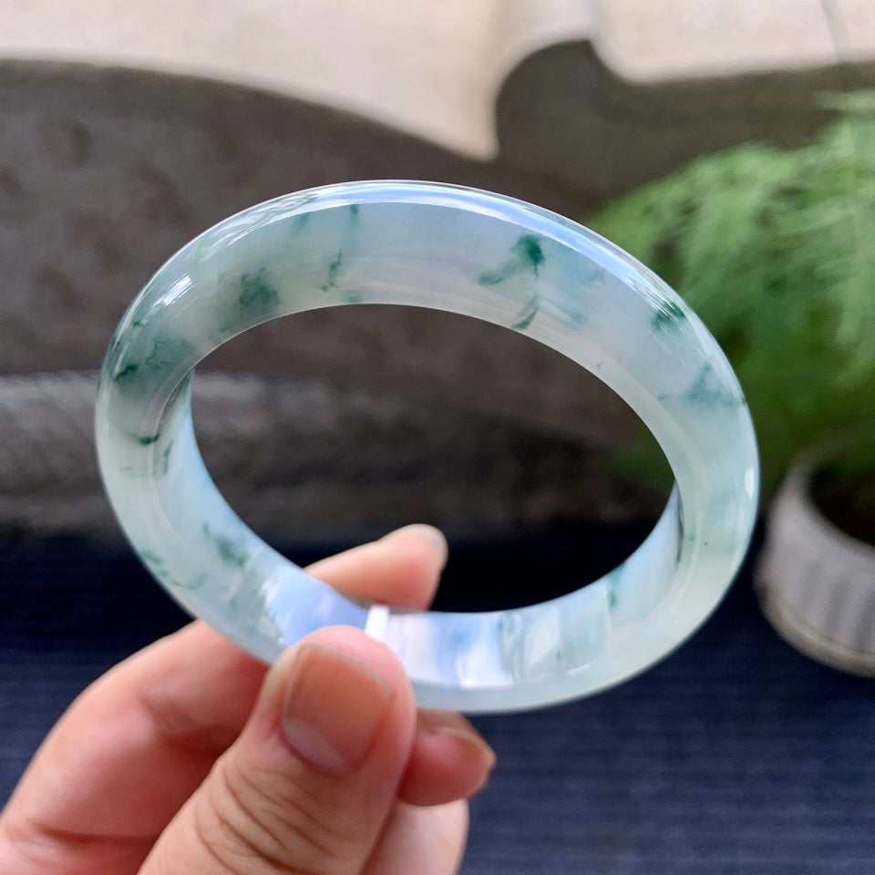 糯冰种飘花平安镯（54.3mm）（yc116060）