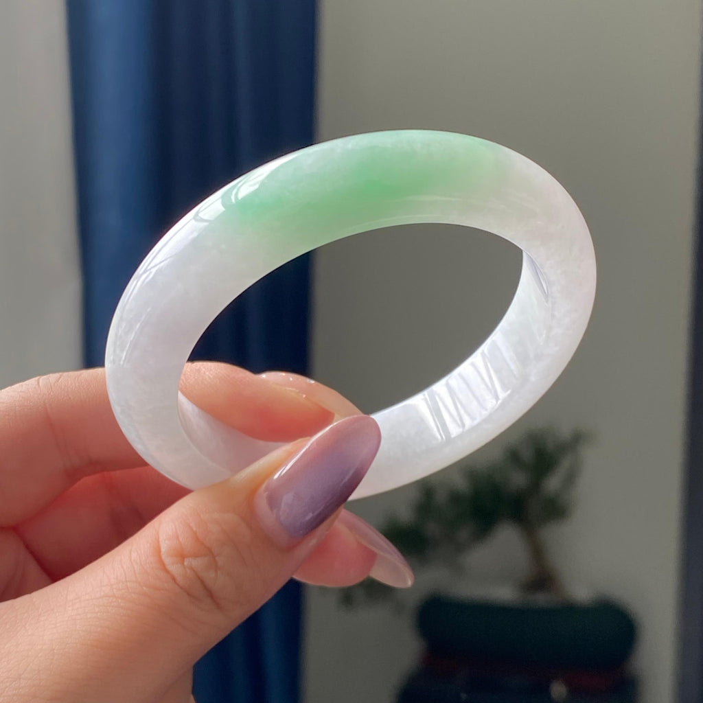 细糯种白底青平安镯手镯（53圈）（yc195669）