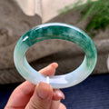 细糯种飘蓝花正圈平安镯 55.2圈口 天然缅甸A货翡翠（yc536202）