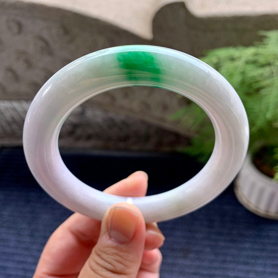 糯种白底青圆条手镯（59.8mm）（yc093308）