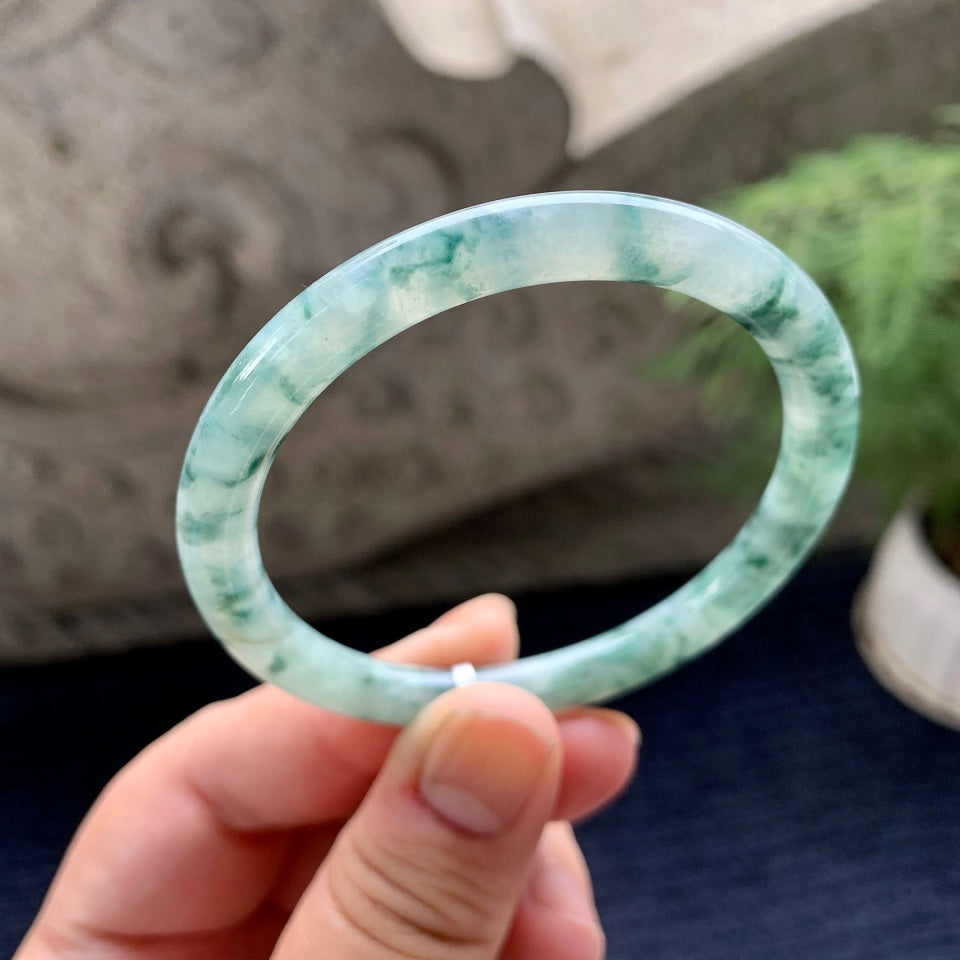 糯种飘花圆条手镯（54.5mm）（yc091801）