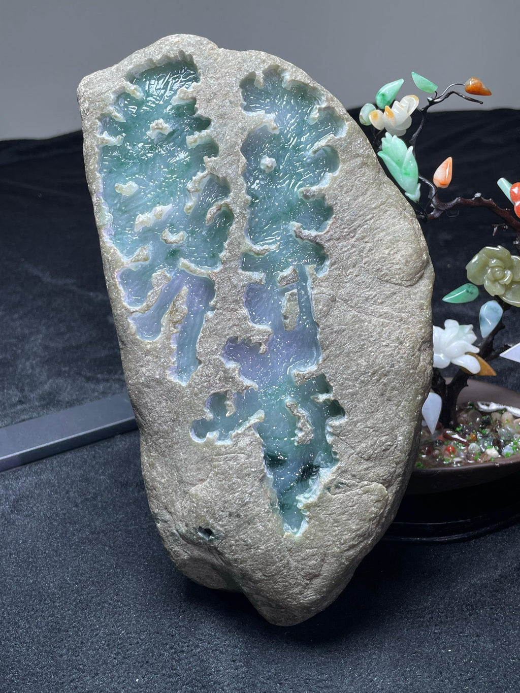 后江开窗三彩冰晴带紫飘花大料（yc537816）