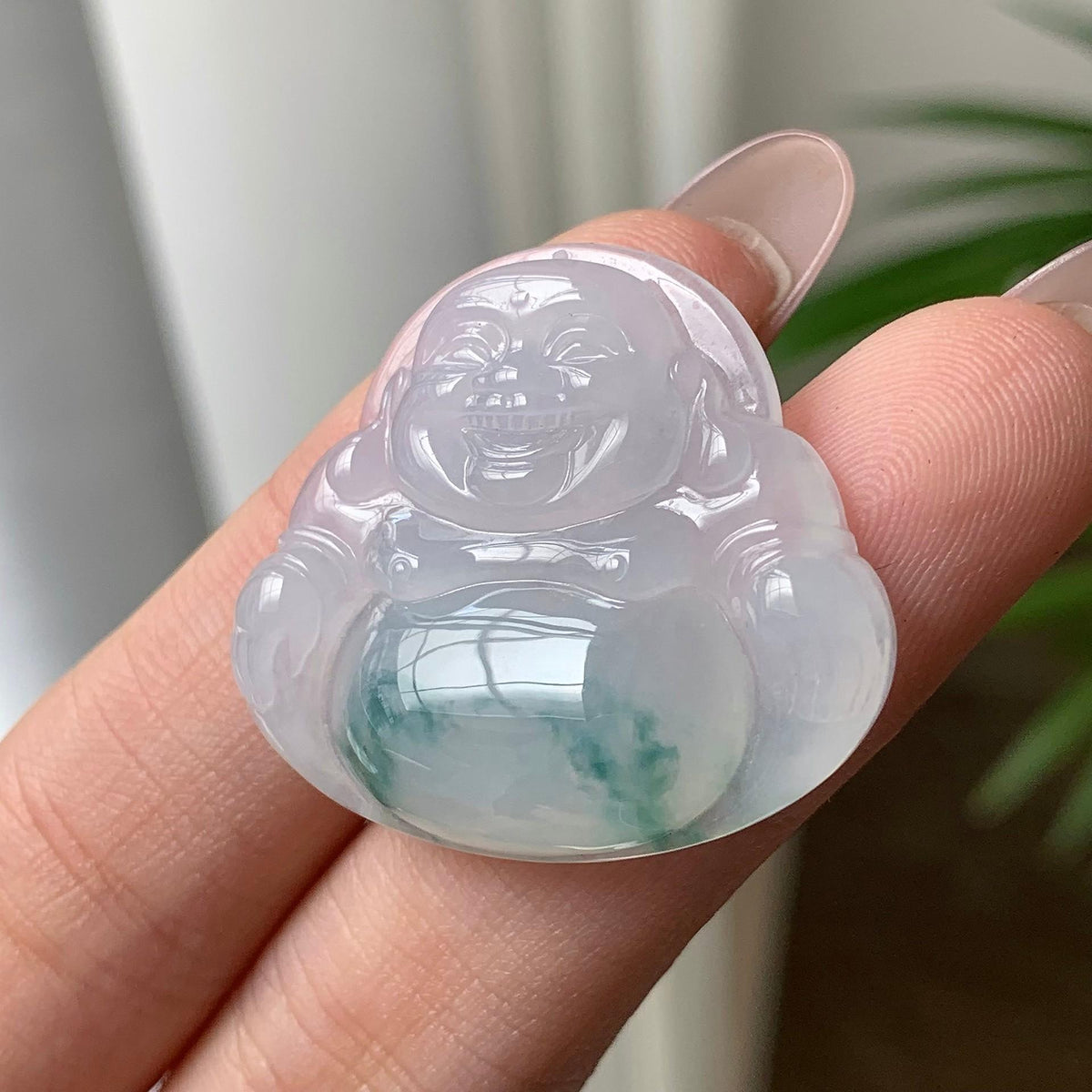 糯冰种飘花佛公吊坠 天然A货缅甸翡翠（yc693108）