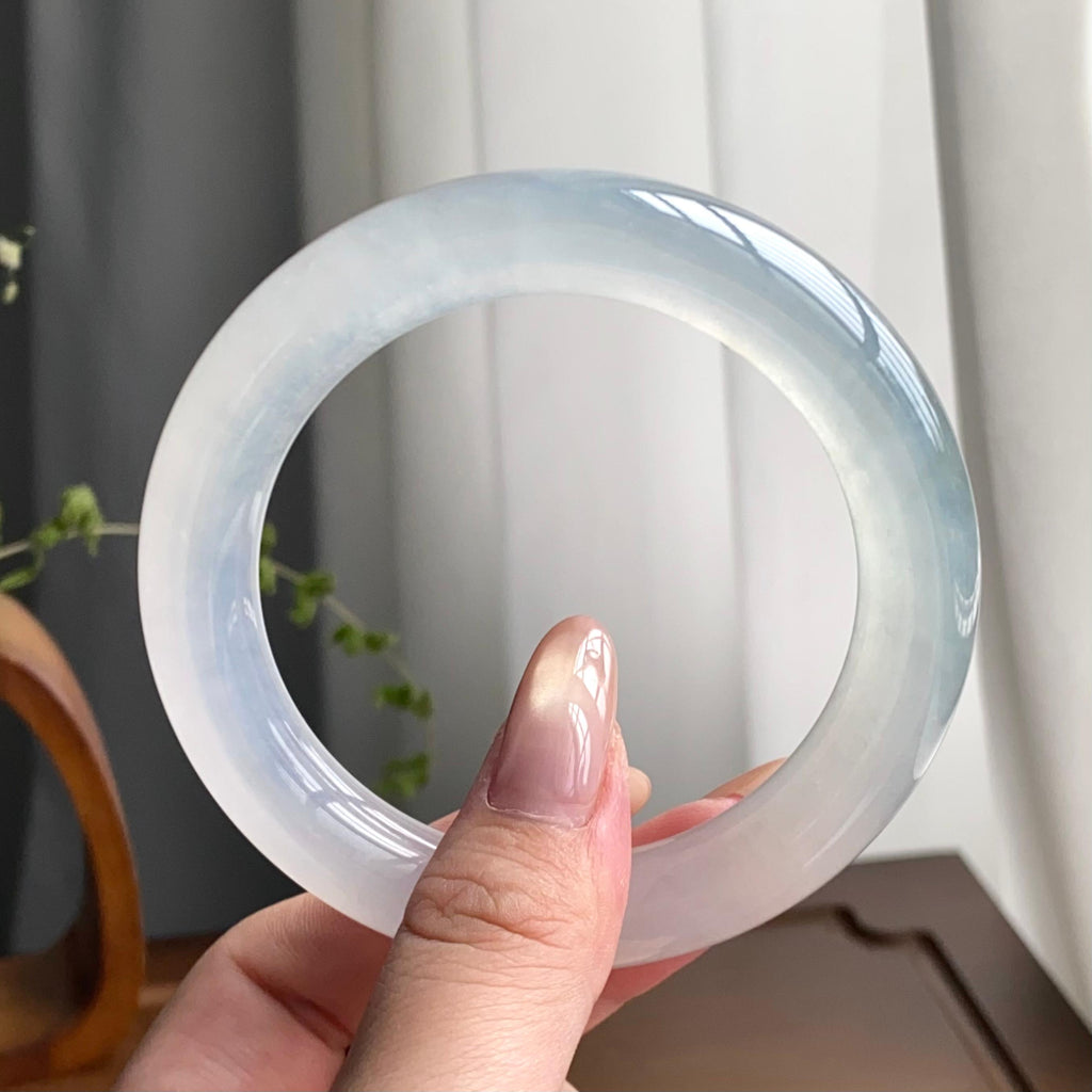 冰种白月光圆条手镯（58圈）（yc247600）