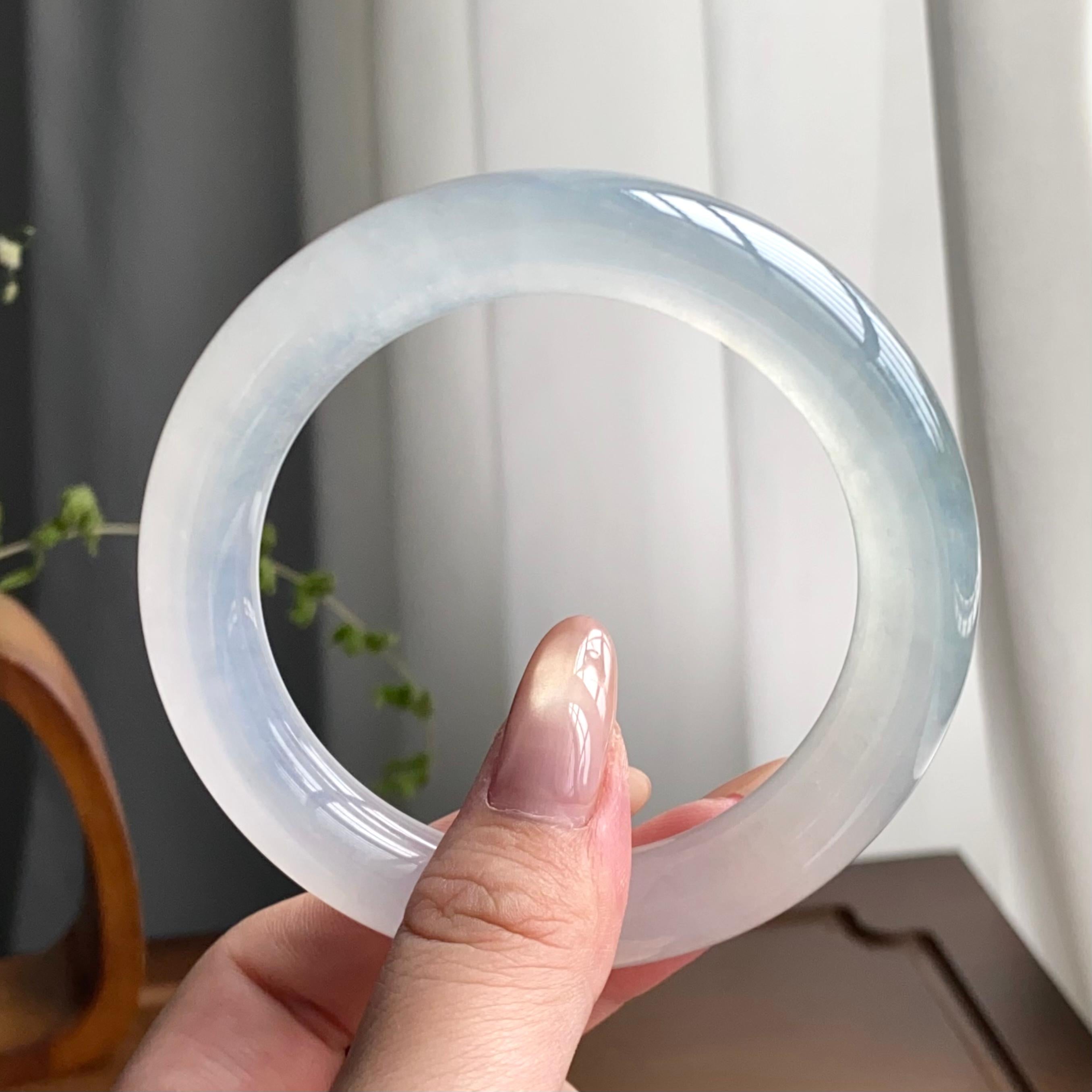 冰种白月光圆条手镯（58圈）（yc247600）