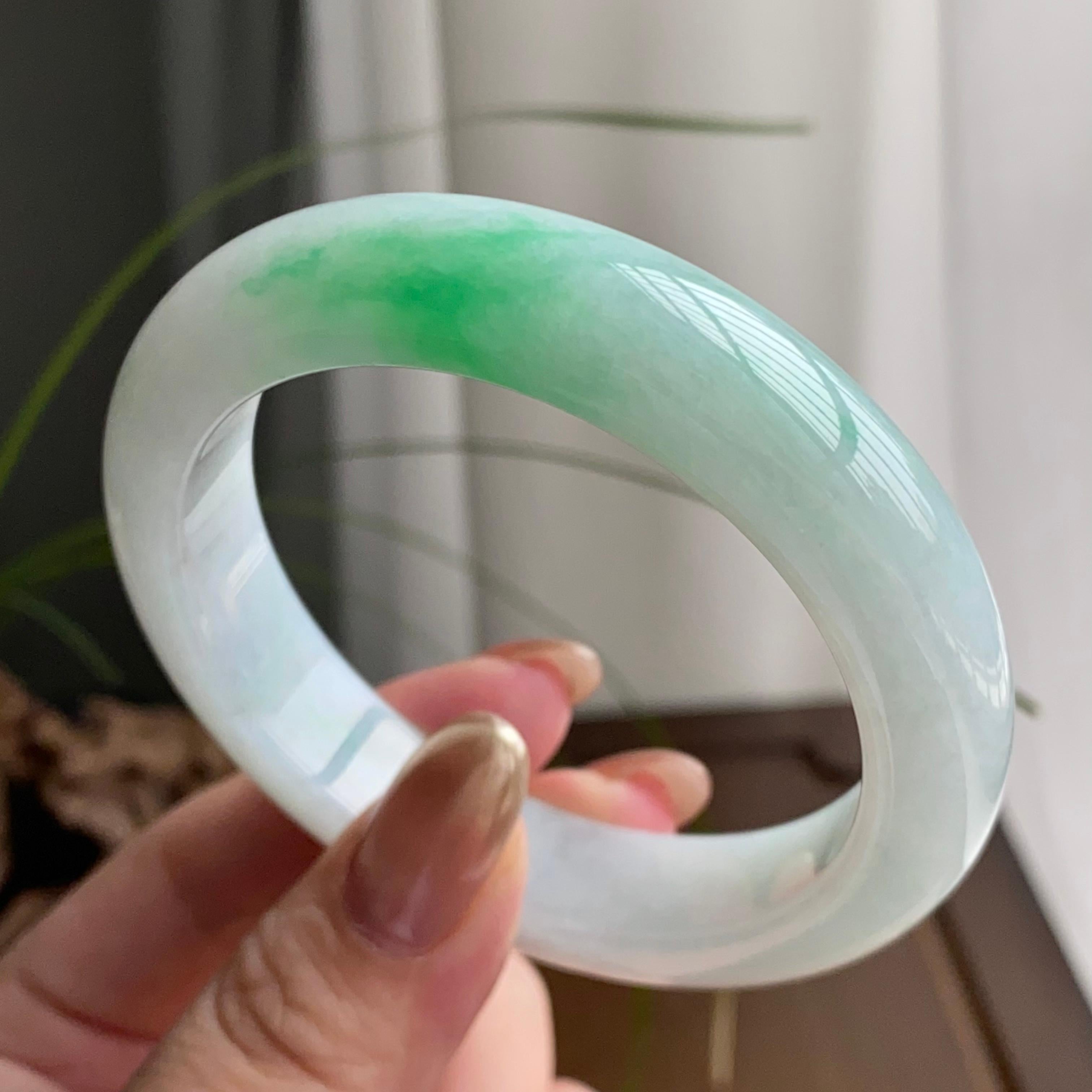 细糯种白底青平安镯（55圈）（yc259456）