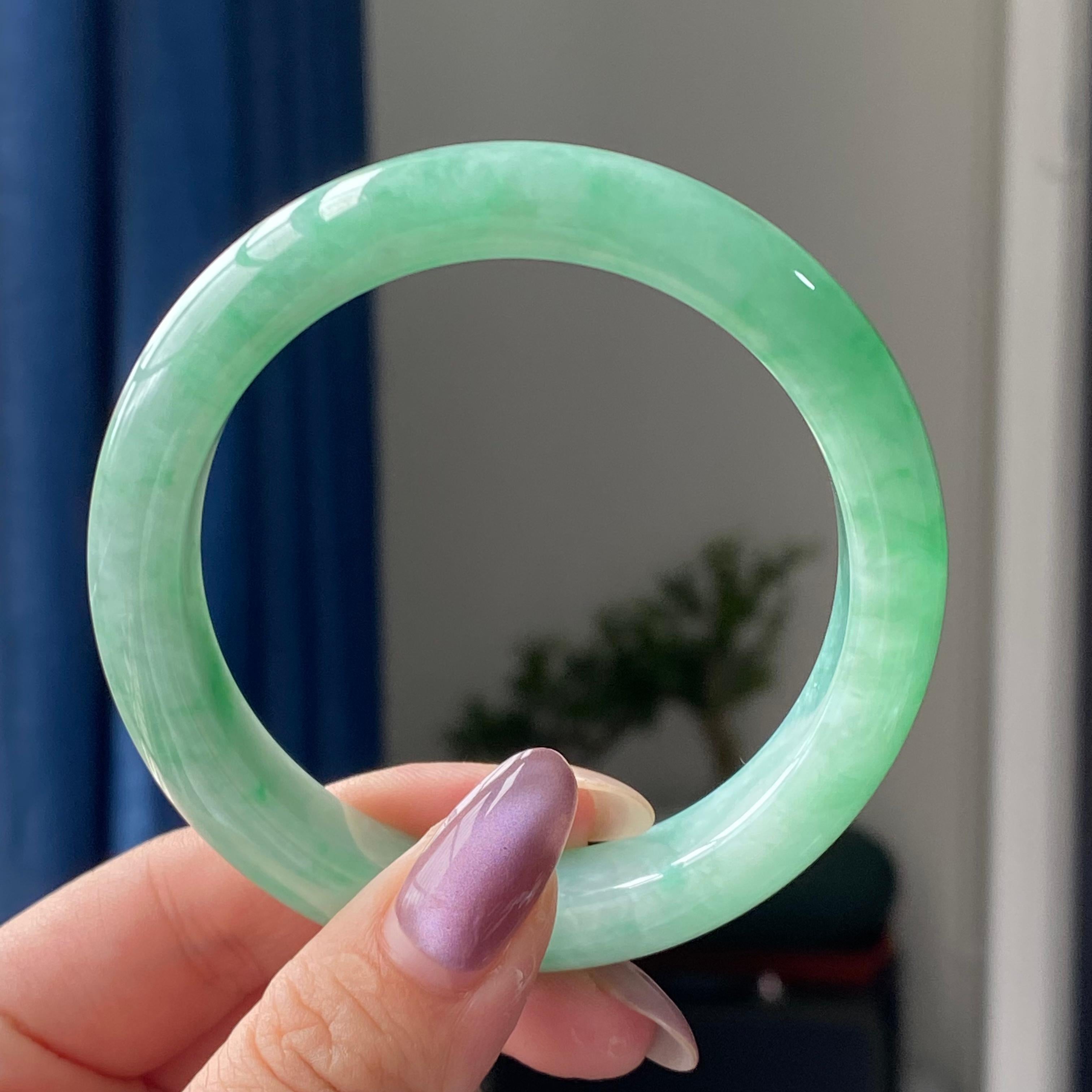 细糯种满绿平安镯手镯（57圈）（yc196859）