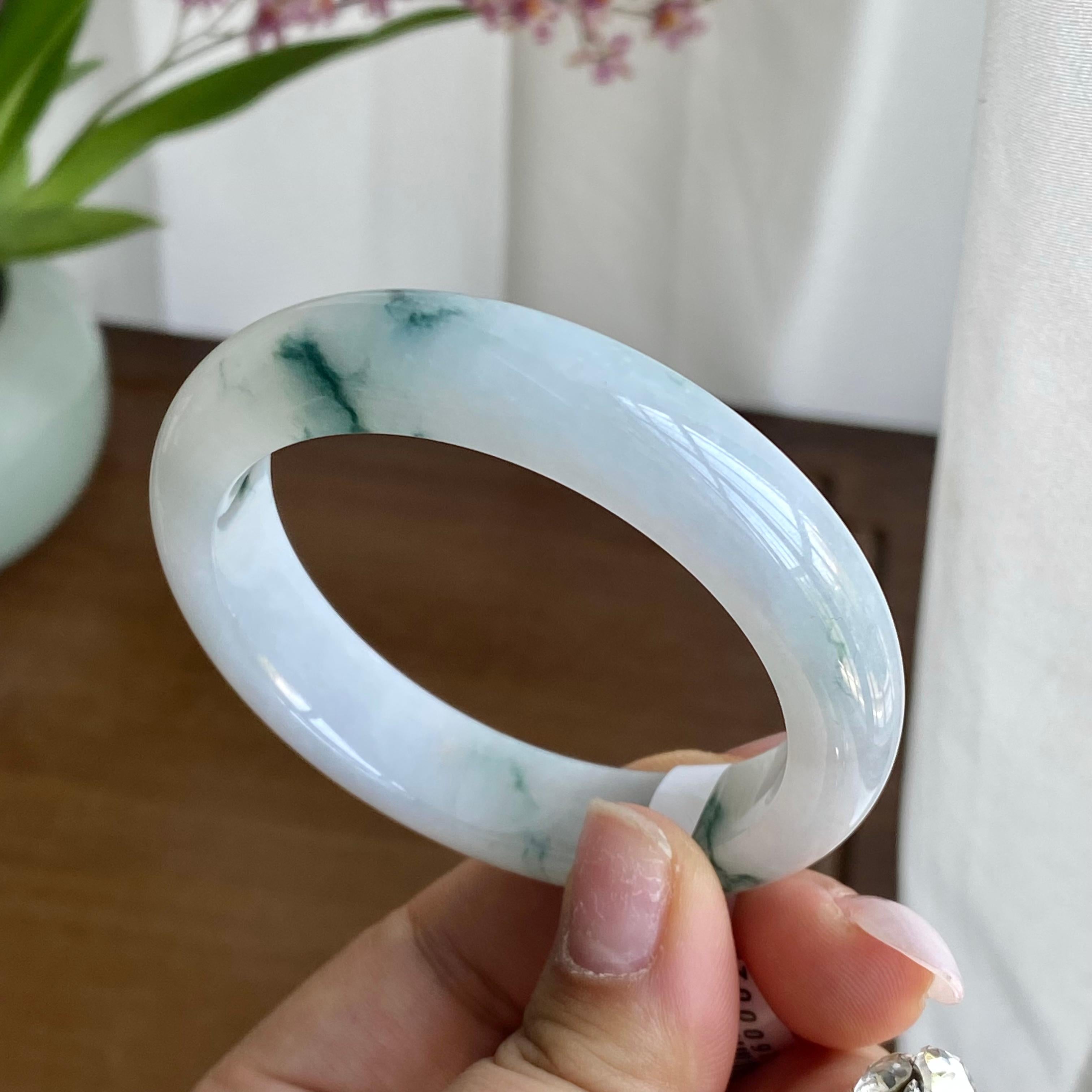 糯冰种飘花手镯（53圈）（yc298421）