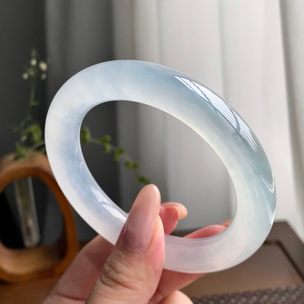 冰种白月光圆条手镯（58圈）（yc247600）