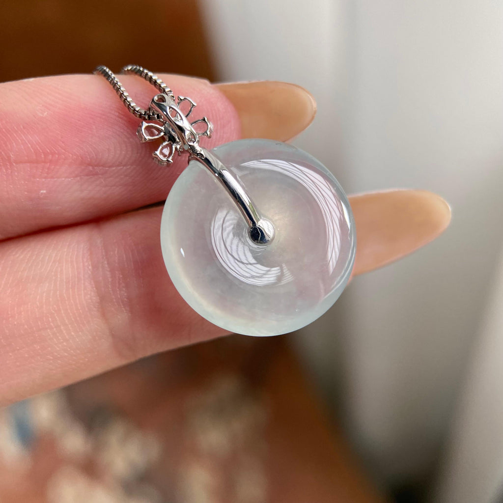 18k金钻镶冰种白月光平安扣吊坠（yc223795）