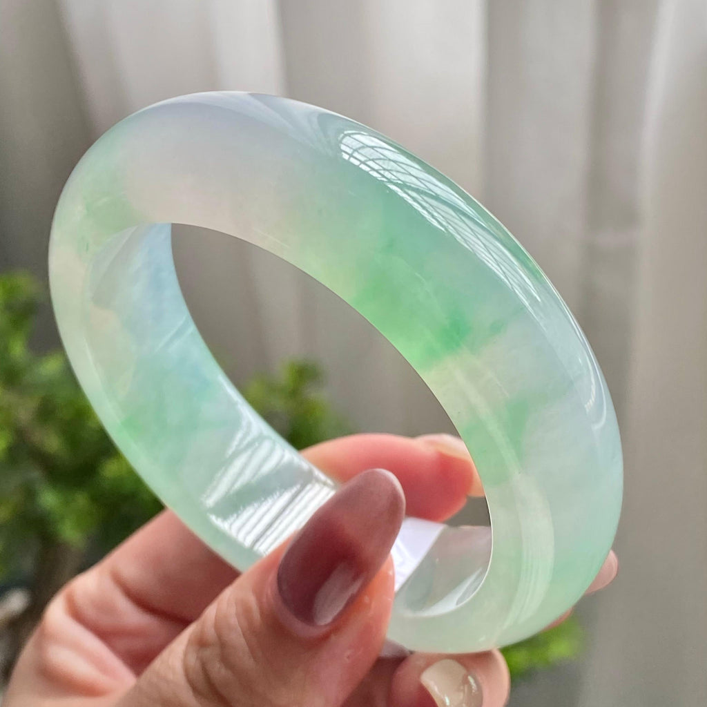 冰种飘花宽版轮胎镯（56圈）（yc199731）