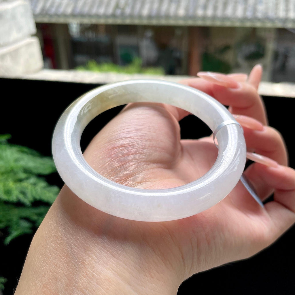 细糯种黄翡圆条 54圈口 天然缅甸A货翡翠（yc527794）
