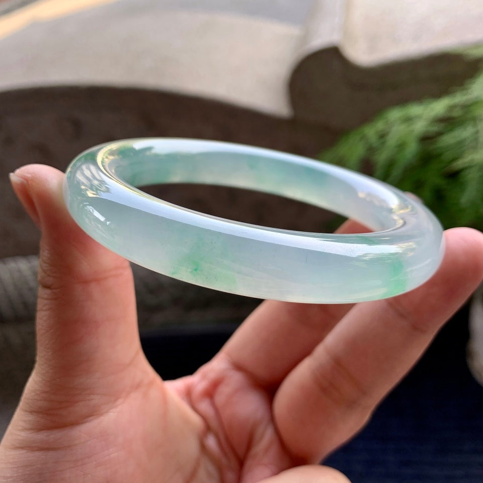 冰种飘花圆条手镯（62mm）（yc094207）