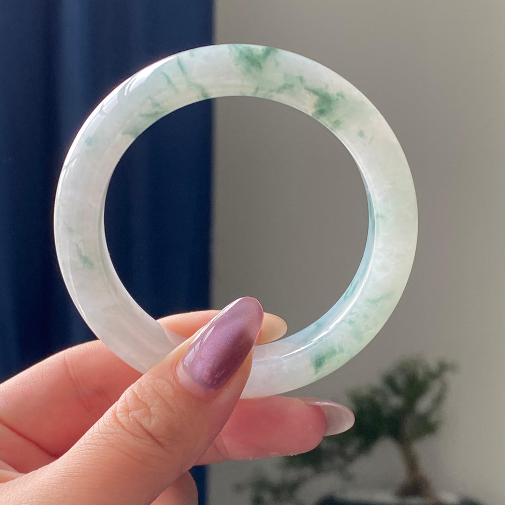 糯冰种飘花平安镯手镯（55圈）（yc195200）