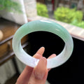 小圈口糯种白底青正圈平安镯 52.2圈 天然缅甸A货翡翠（yc703294）