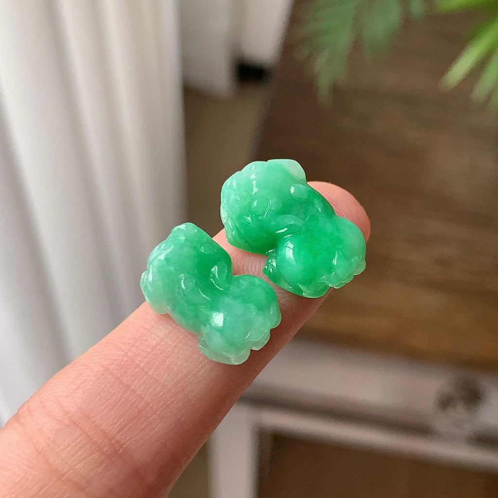 细糯种 满绿貔貅吊坠耳饰手饰 天然缅甸A货翡翠（yc703368）