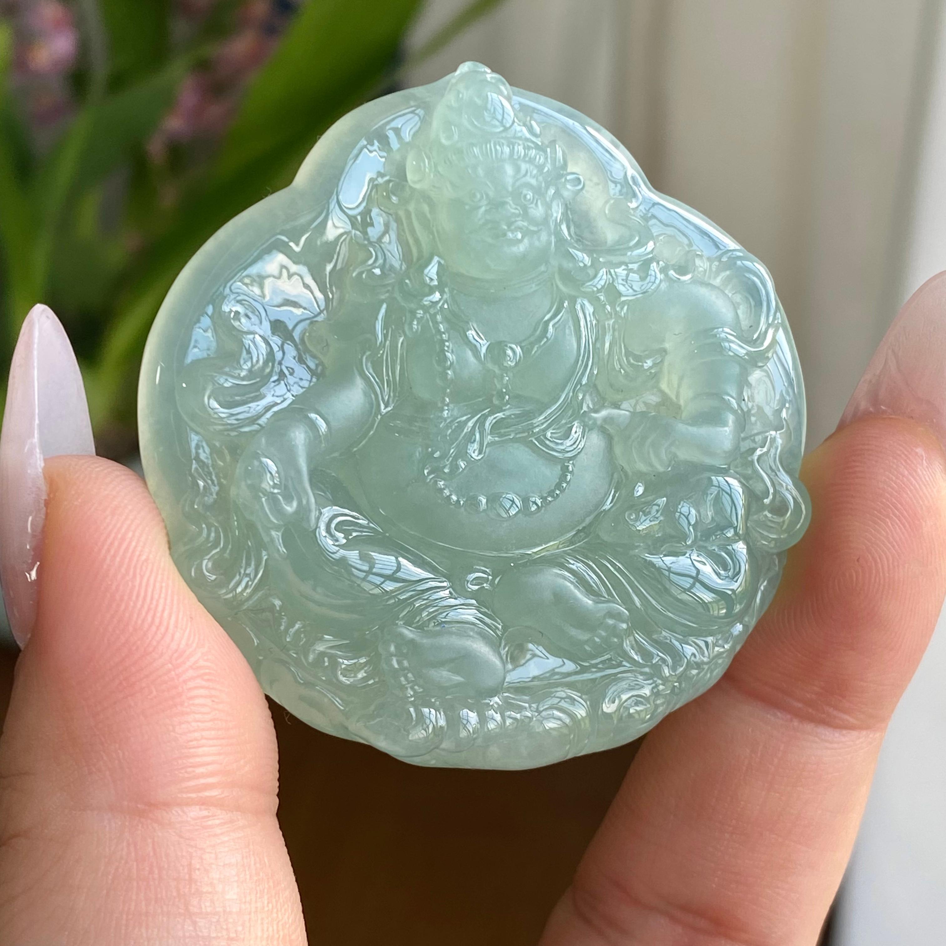 糯冰种晴底翡翠财神吊坠（yc297035）