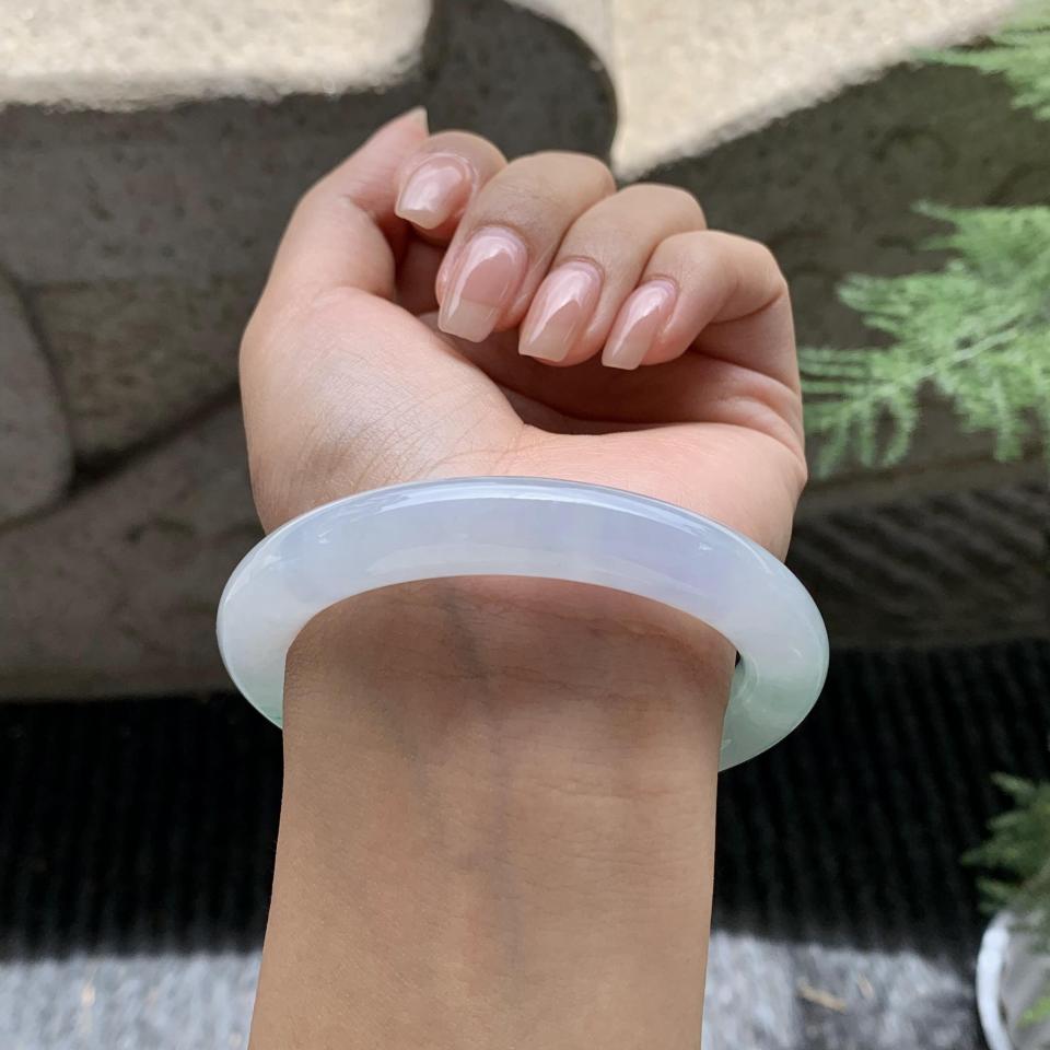 糯冰种飘花翡翠圆条手镯（56.3mm）（TF06250003）