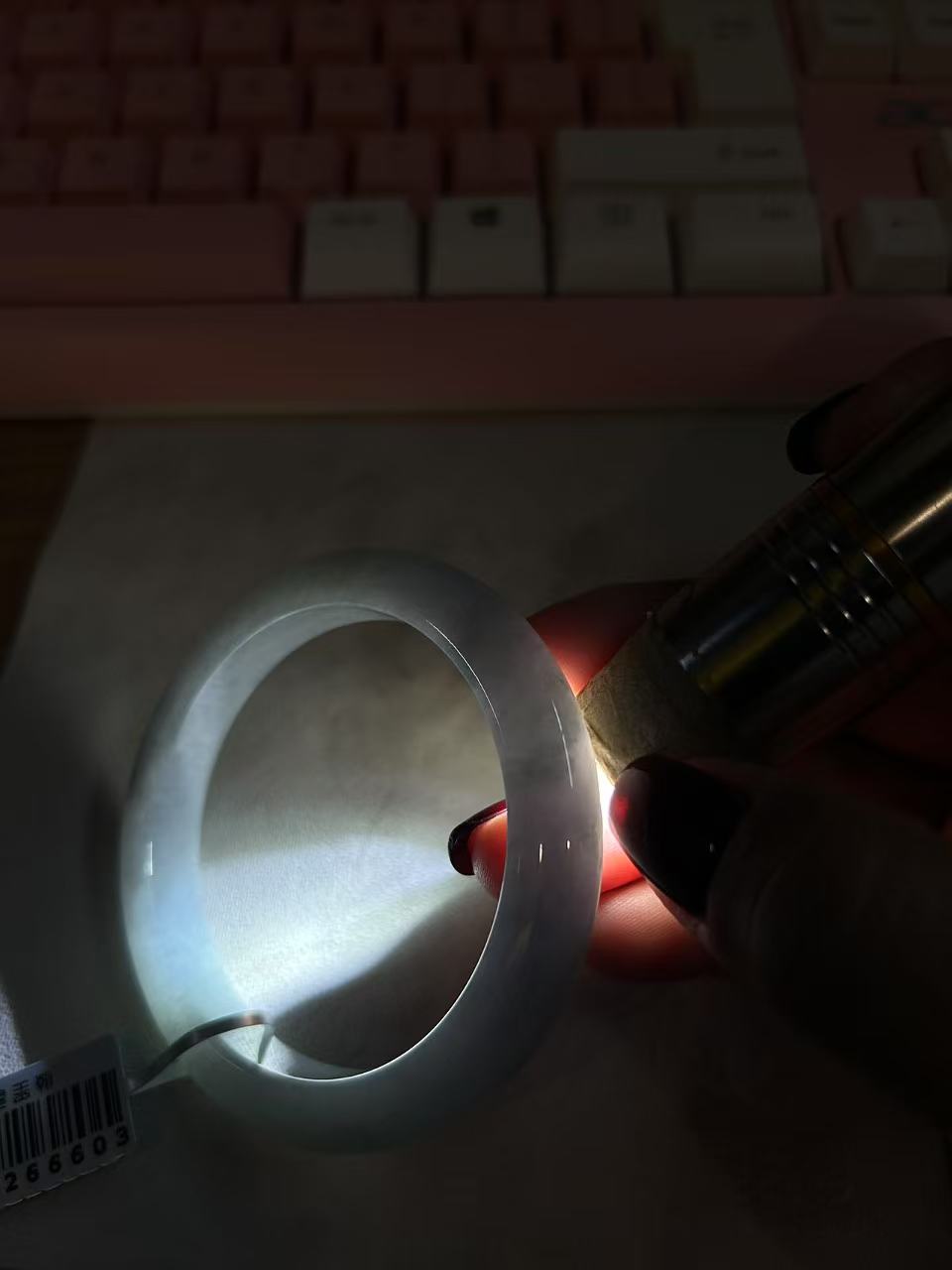 糯种淡春彩平安镯（56.7mm）（yc093445）