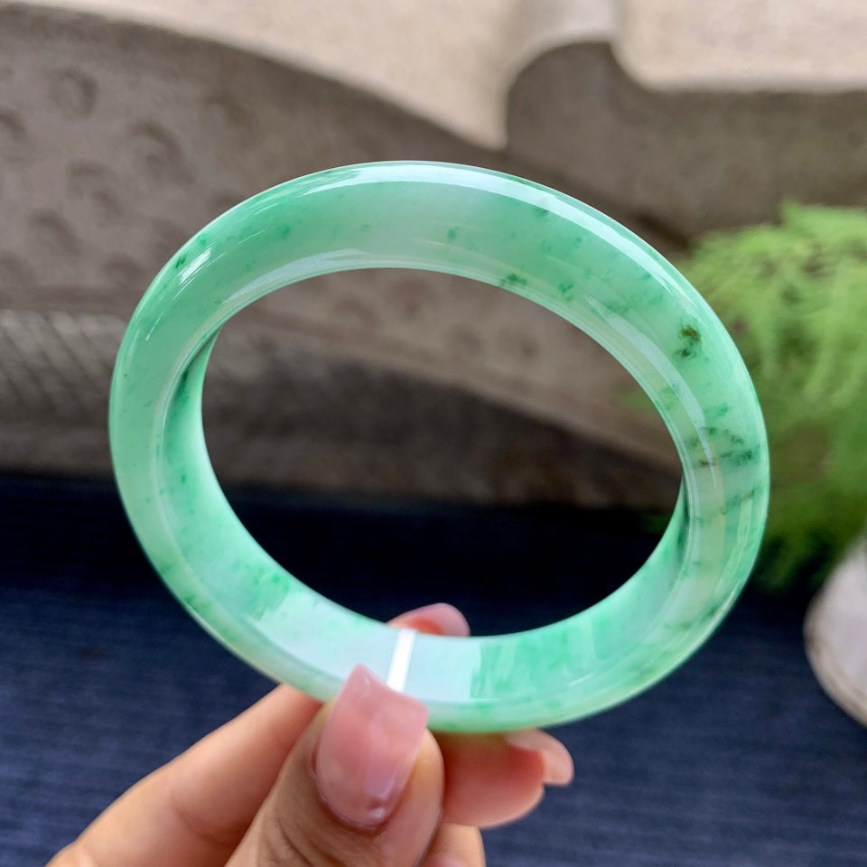 细糯种飘绿平安镯（56.7mm）（yc094312）