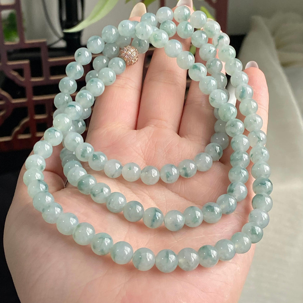 糯冰种飘花珠链（108颗）（yc196863）