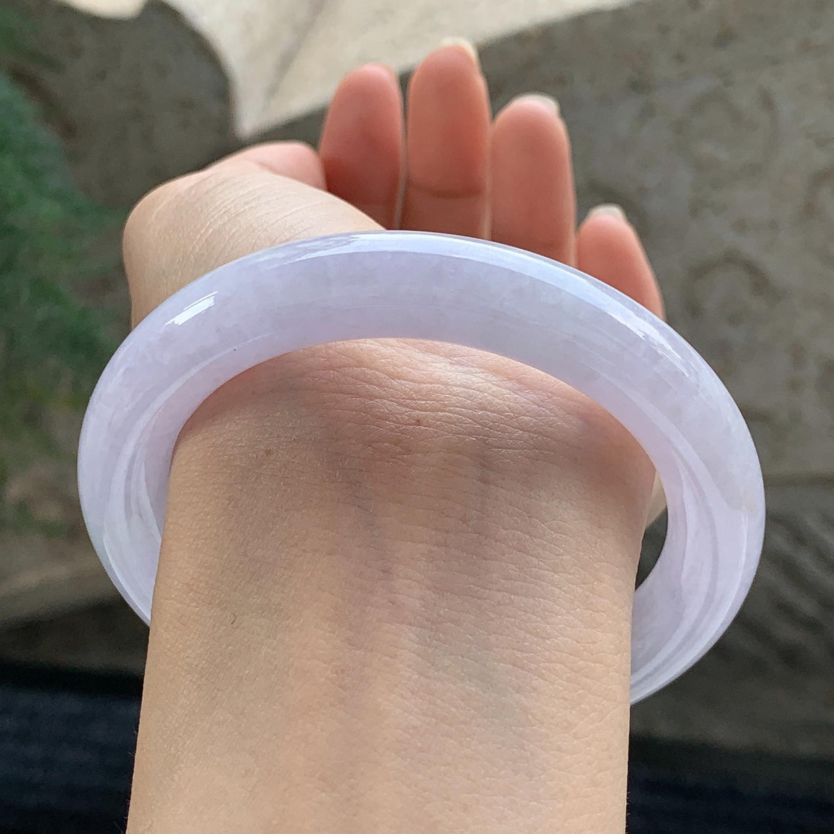 细糯种 紫罗兰圆条手镯 56圈 天然缅甸A货翡翠（yc699555）