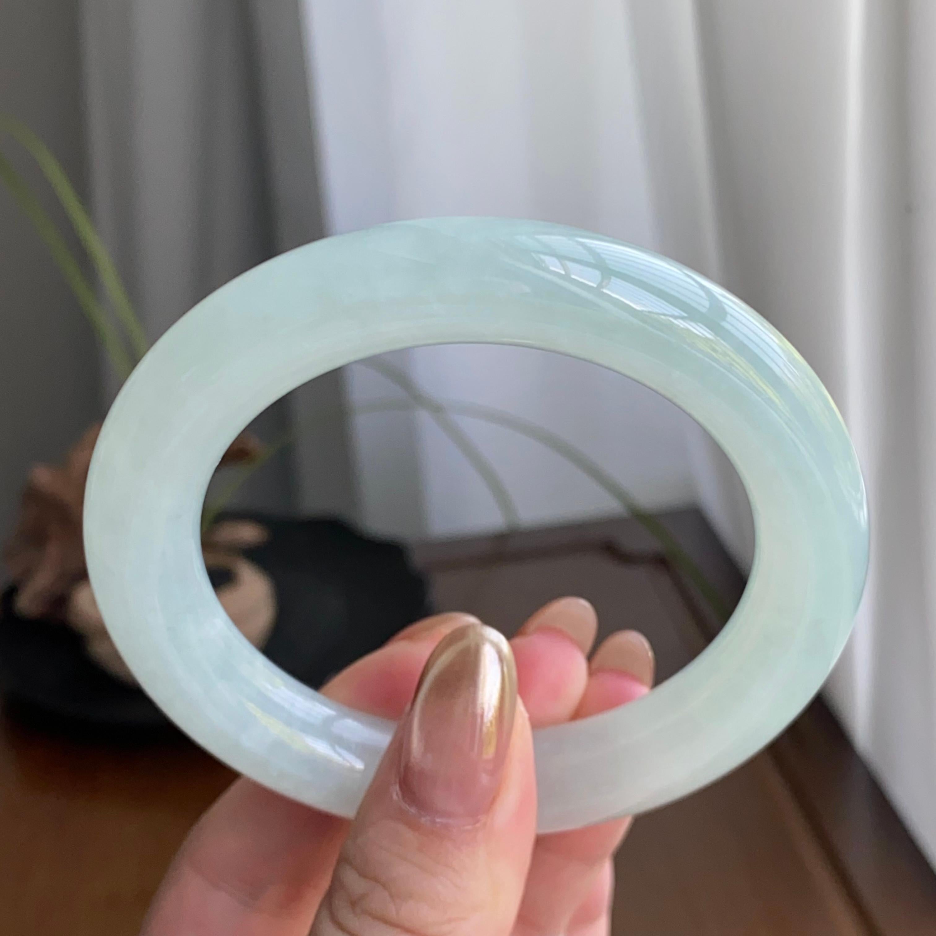 糯冰种晴底圆条手镯（55圈）（yc258185）