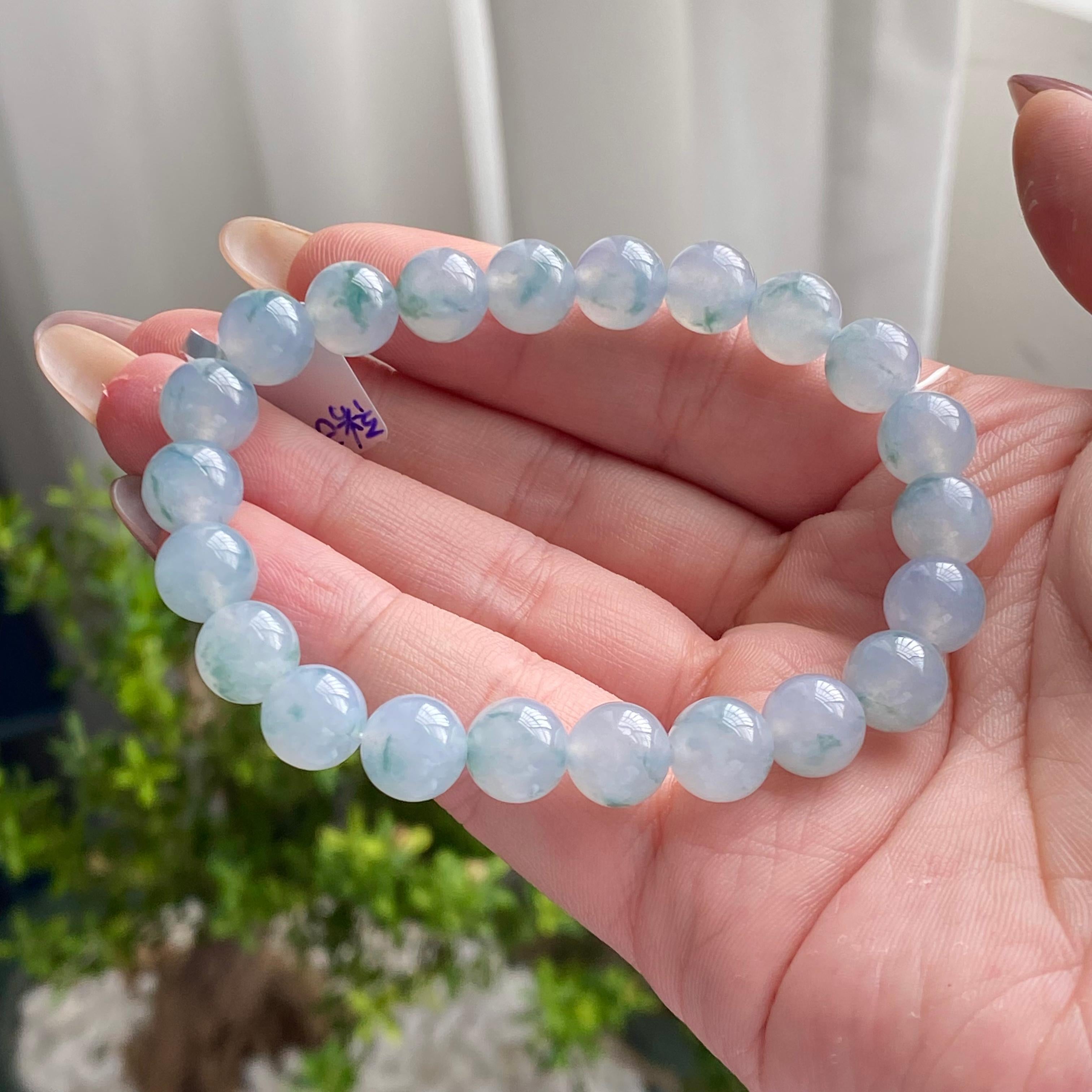 冰种飘花单圈手串（22颗）（yc201859）