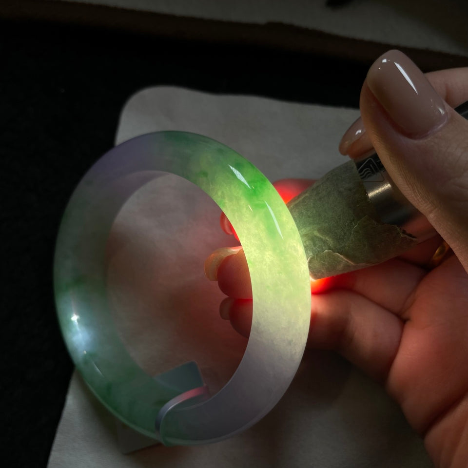 糯冰种春彩平安镯（55mm）（yc172336）