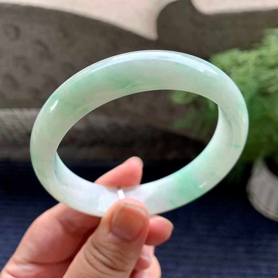 细糯种飘绿小宽版轮胎手镯（61mm）（yc101926）