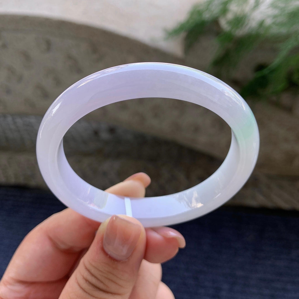细糯种淡春彩贵妃手镯 57.3圈口 天然缅甸A货翡翠（yc498072）