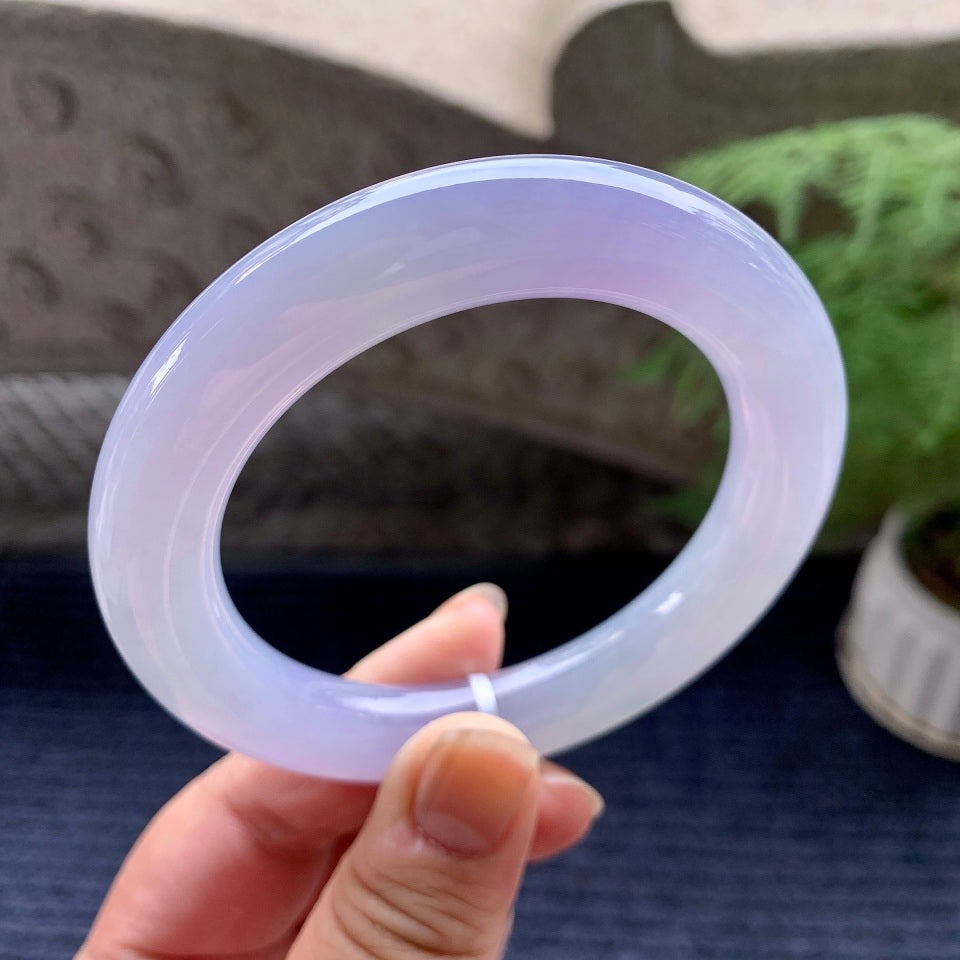 糯冰种紫罗兰圆条手镯（59mm）（yc096585）