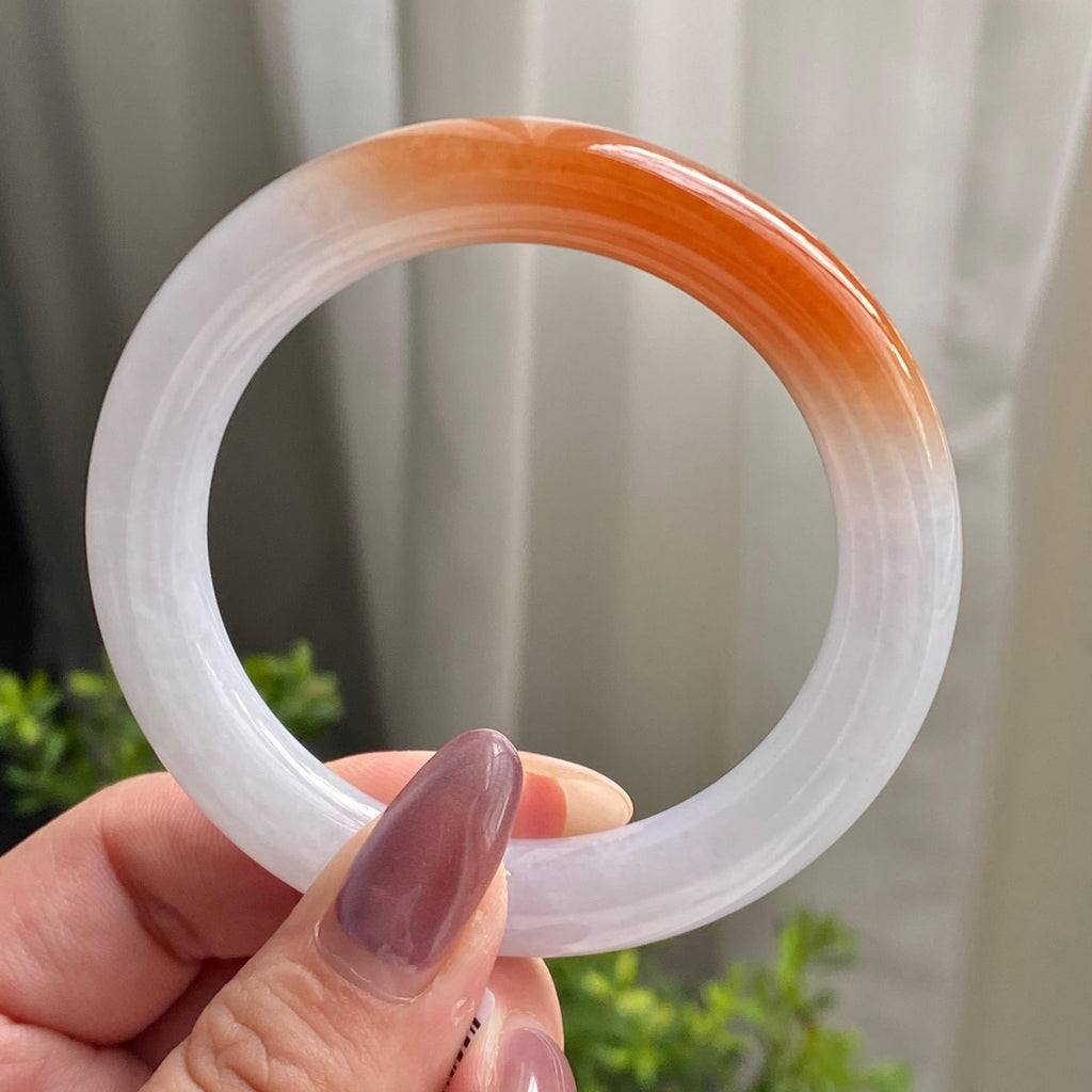 糯冰种黄翡圆条手镯（52圈）（yc200143）