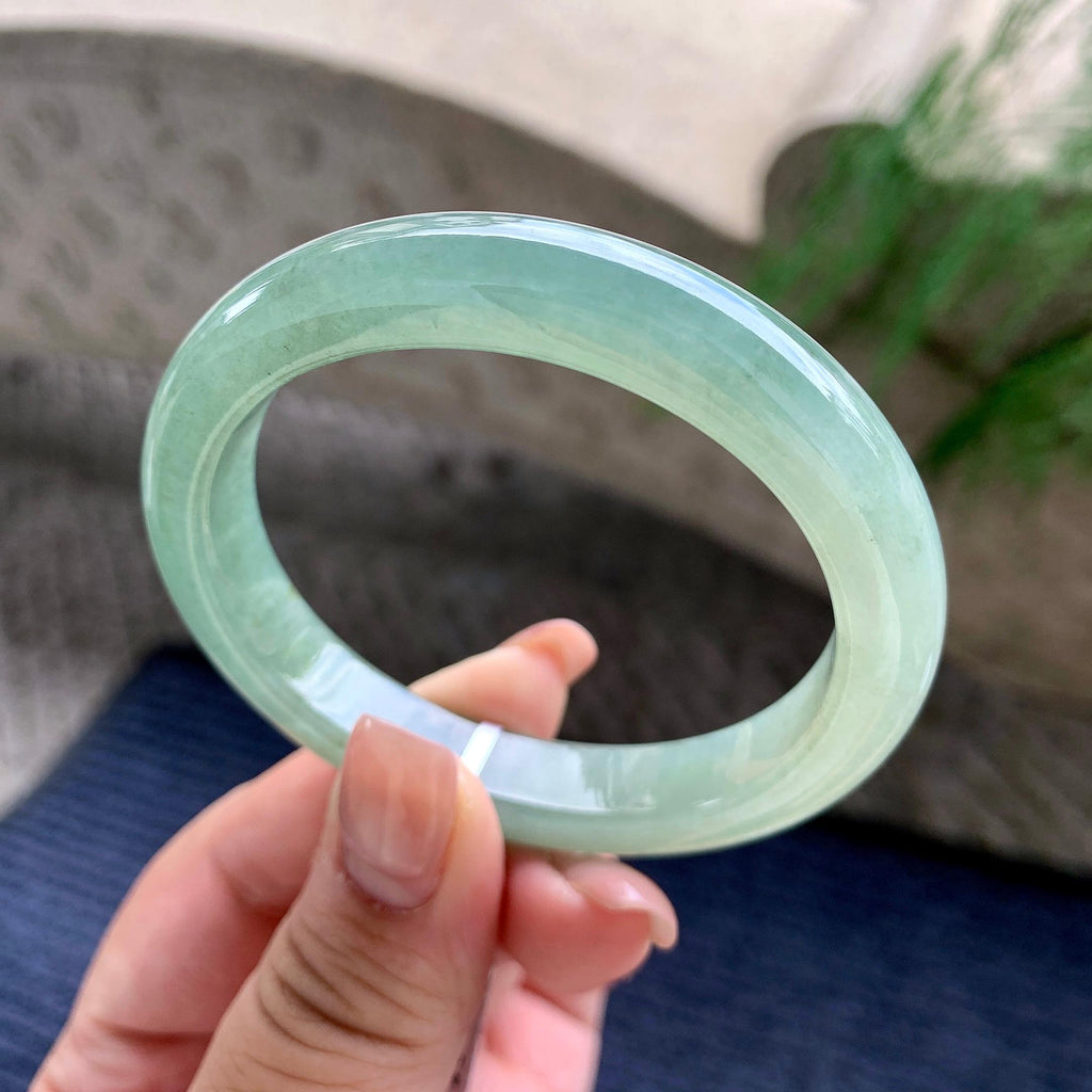 细糯种油青贵妃手镯 55圈口 天然缅甸A货翡翠（yc532836）