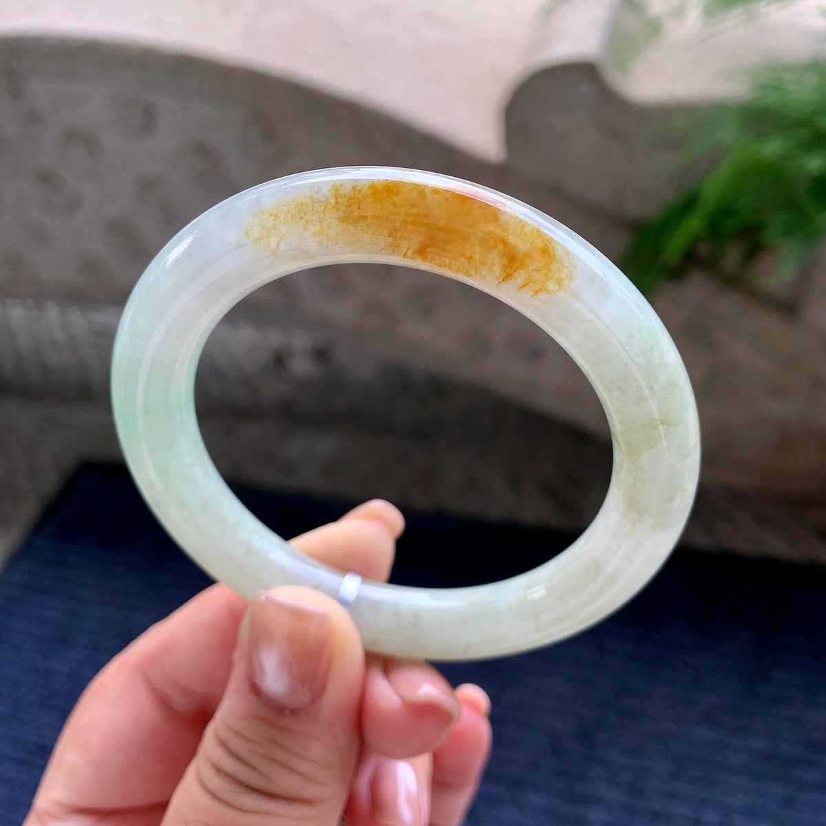 细糯种黄翡圆条手镯 53圈口 （yc705887）