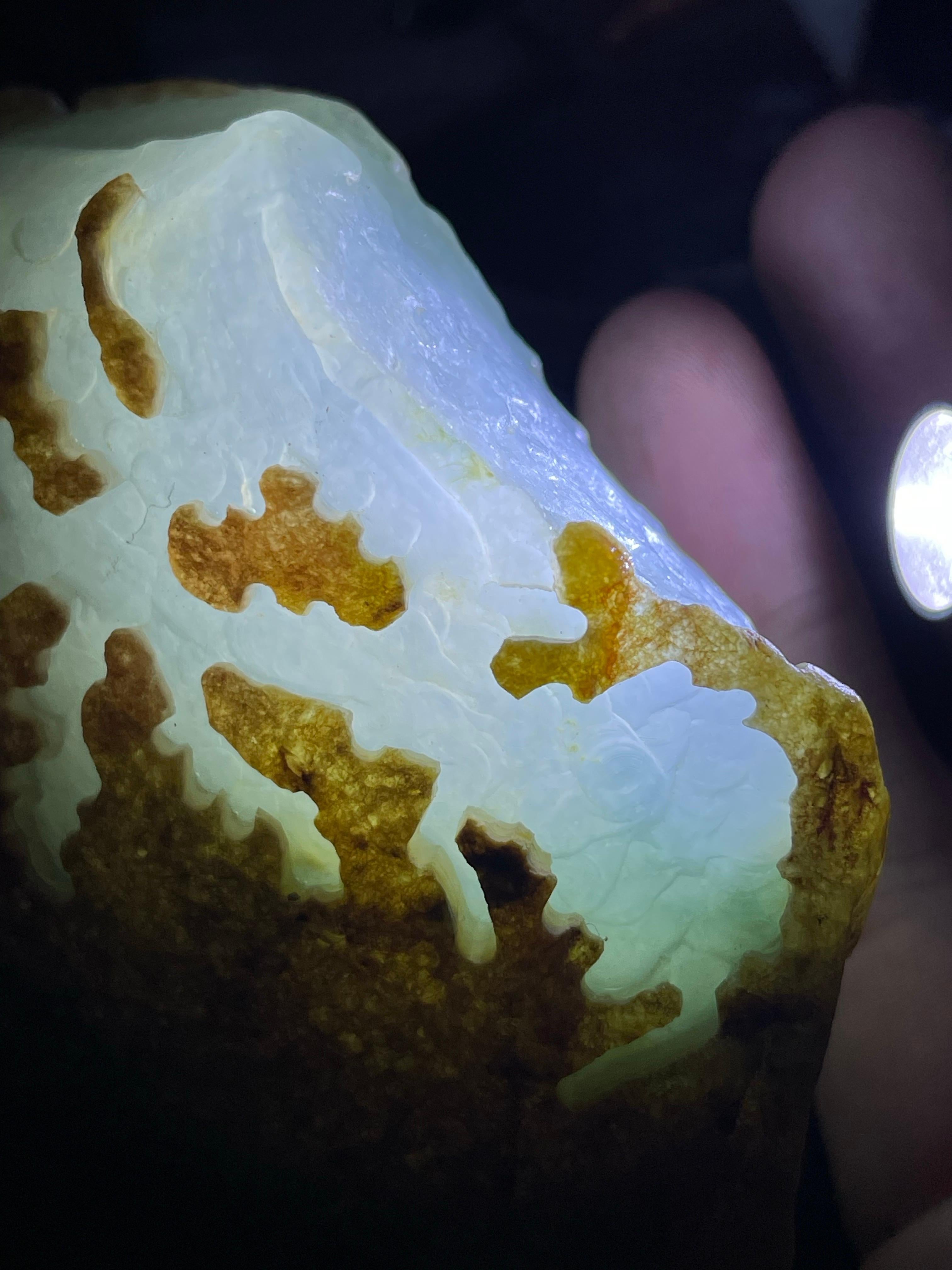 莫西沙开窗冰晴底飘花手镯料（yc536875）