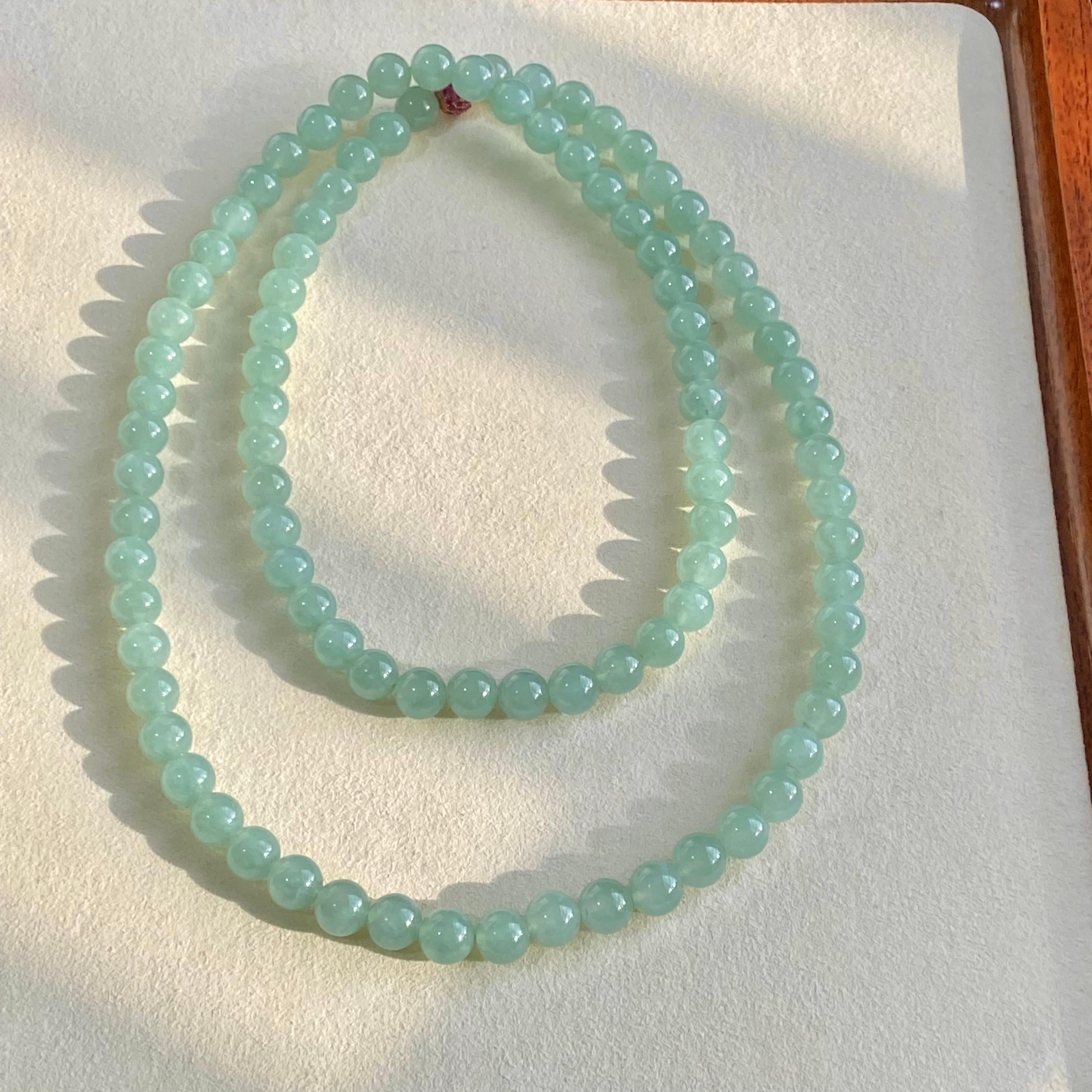 糯冰种晴底珠链（94颗）（yc196187）