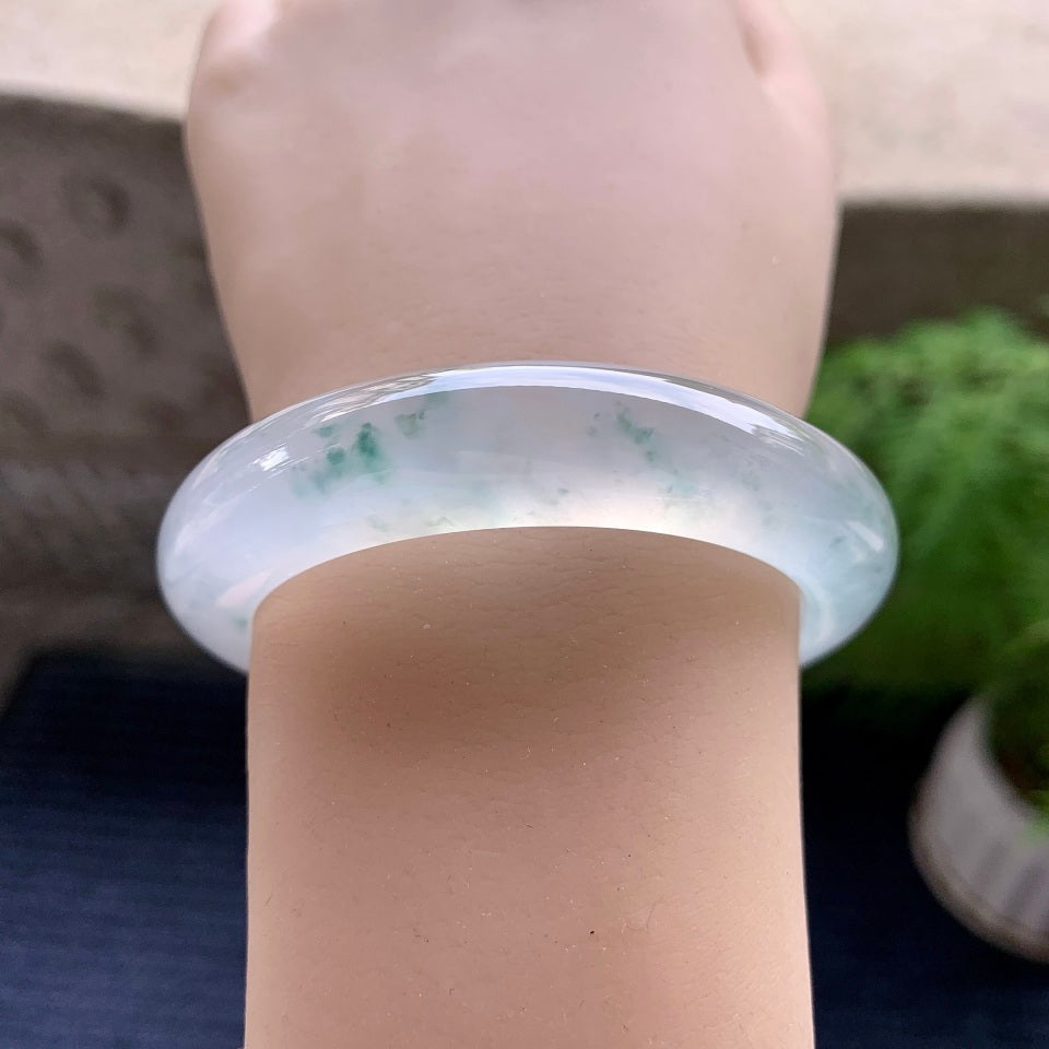 冰种飘花平安镯（50.6mm）（yc097793）
