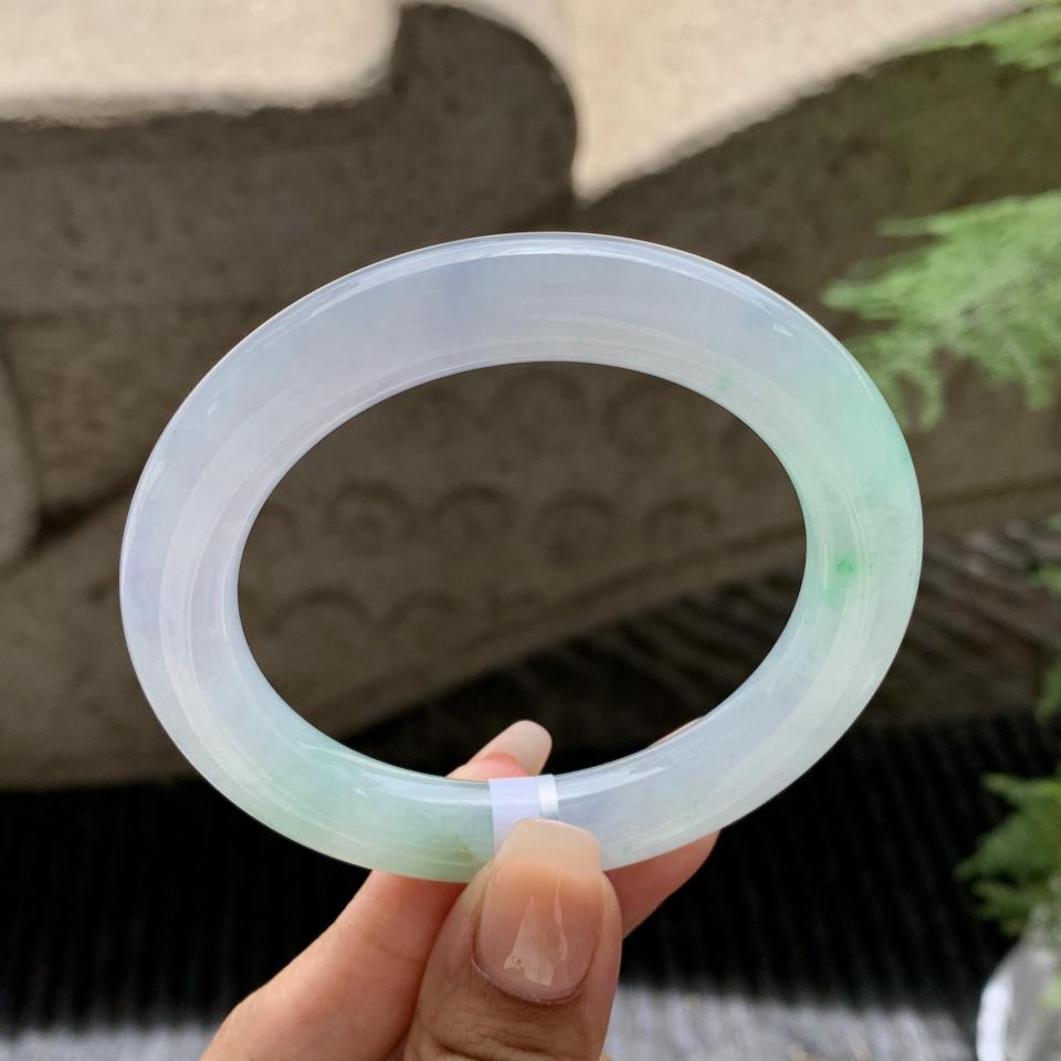 糯冰种飘花翡翠圆条手镯（56.3mm）（TF06250003）