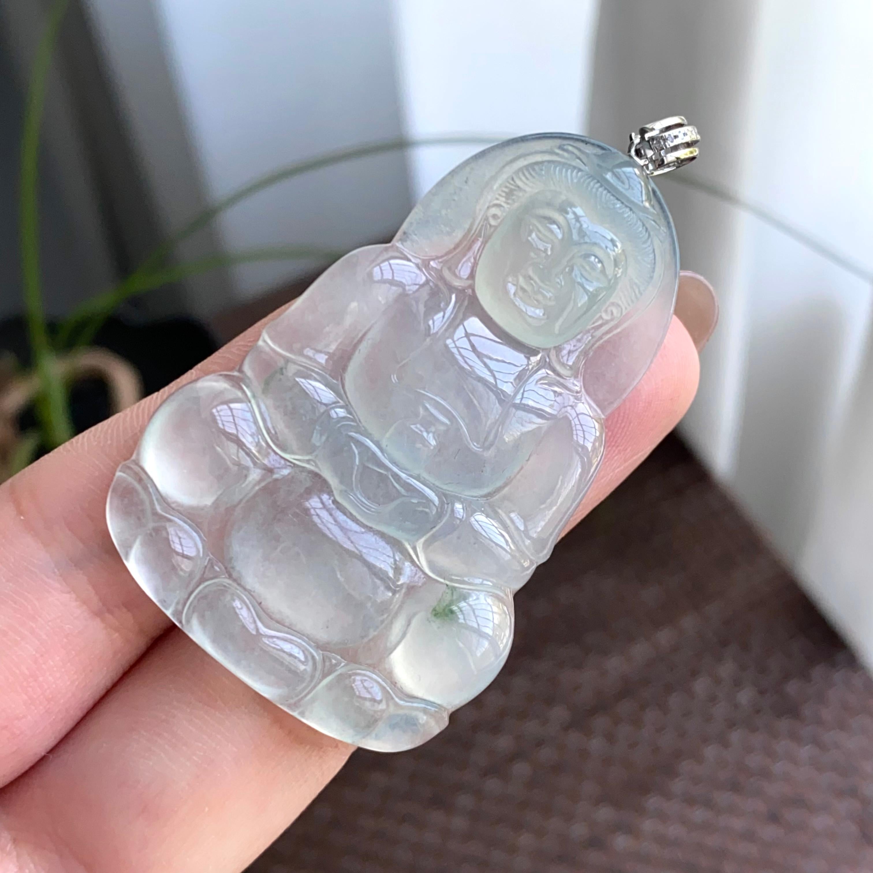 18k金钻镶冰种飘花观音吊坠（yc263792）