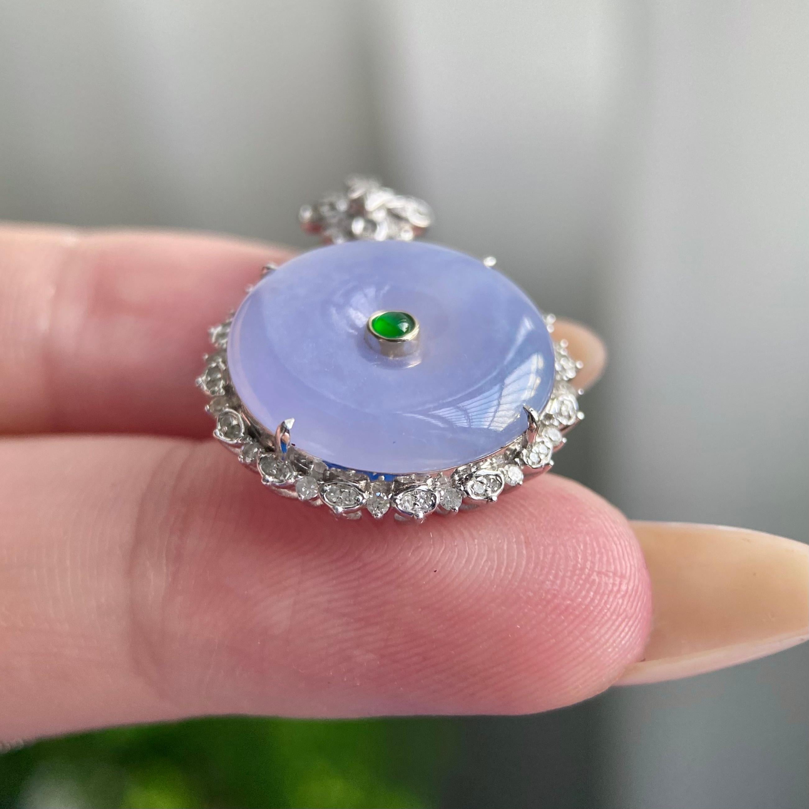 18k金钻镶冰种紫罗兰平安扣吊坠（yc219266）