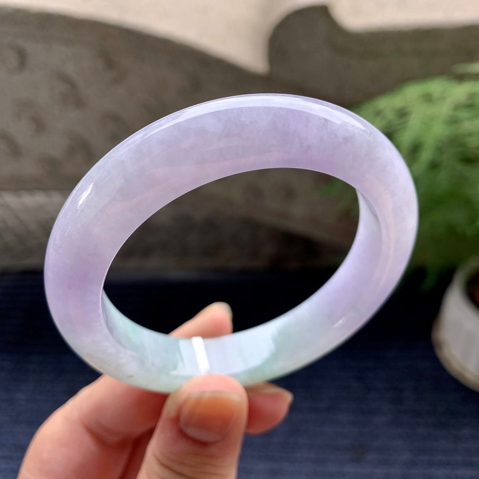 细糯种淡紫罗兰平安镯（56.7mm）（yc088396）
