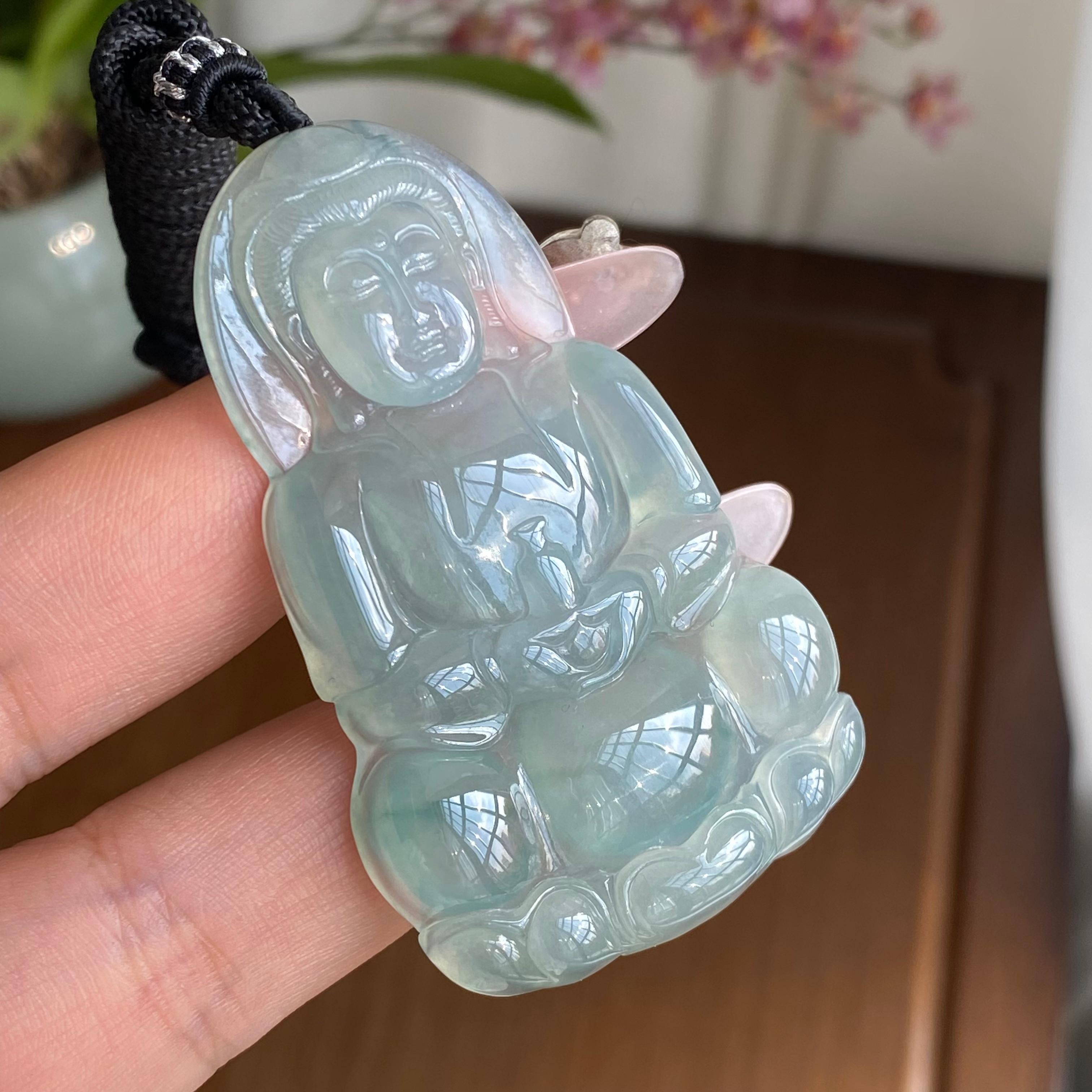 冰种晴底观音牌吊坠（yc303264）