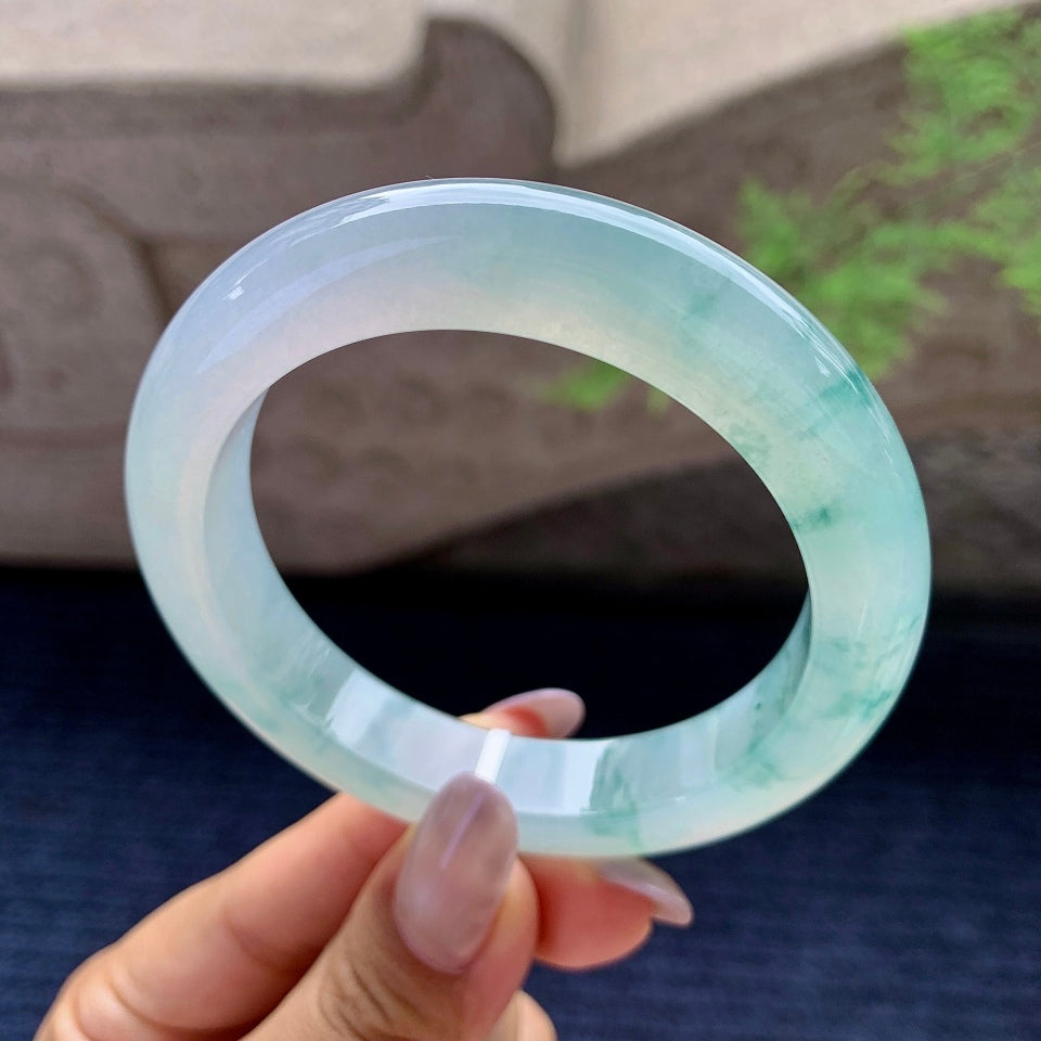 糯冰种飘花平安镯（56mm）（yc165882）