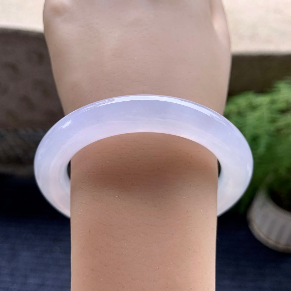 糯冰种淡紫罗兰圆条手镯（56mm）（yc101272）