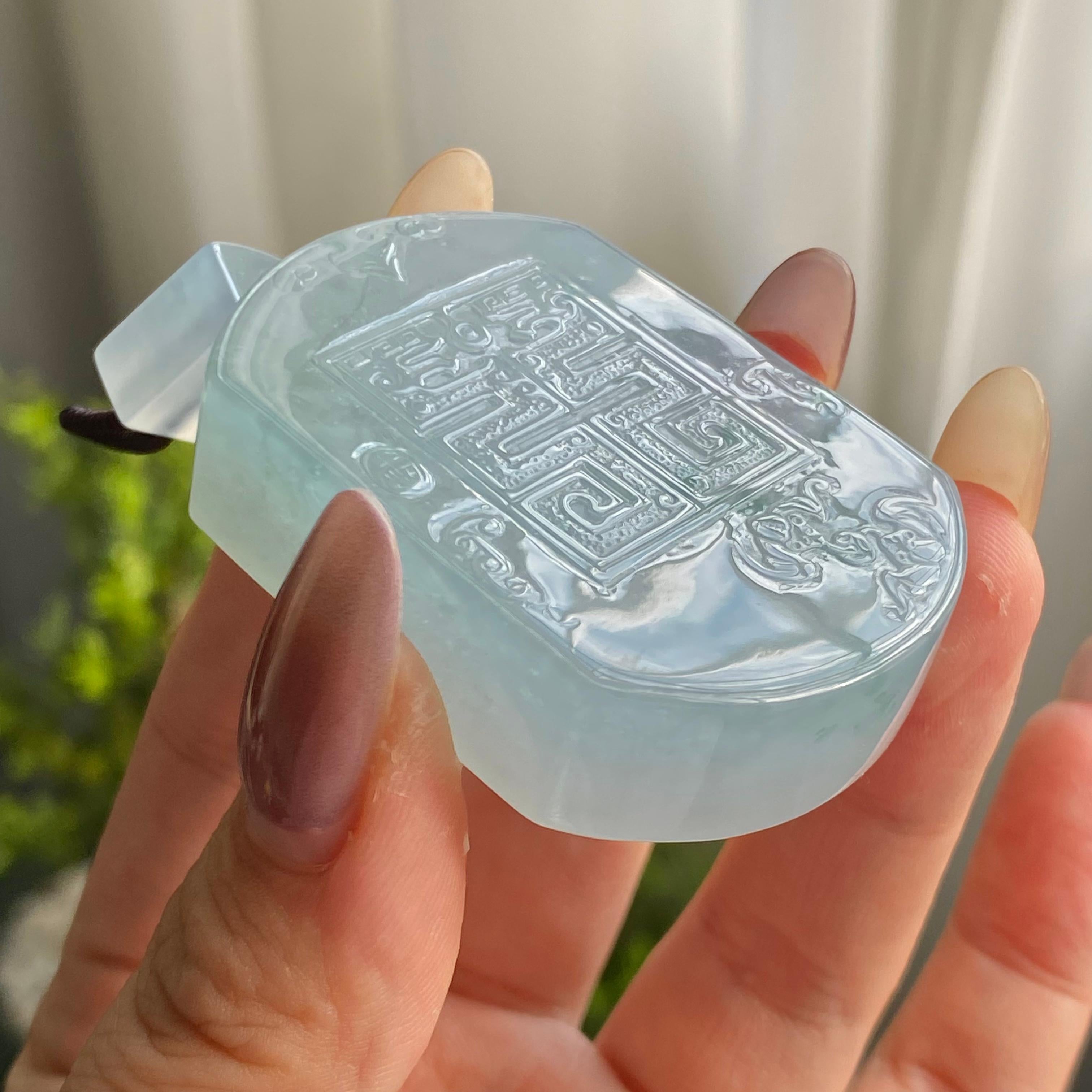 冰种晴底飘花福至天降吊坠（yc199674）