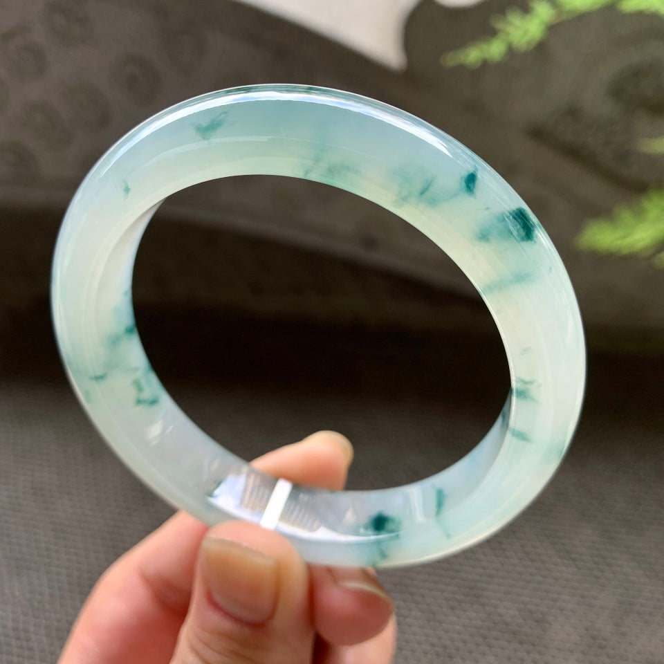 糯冰飘花平安镯（56.6mm）（yc029707）